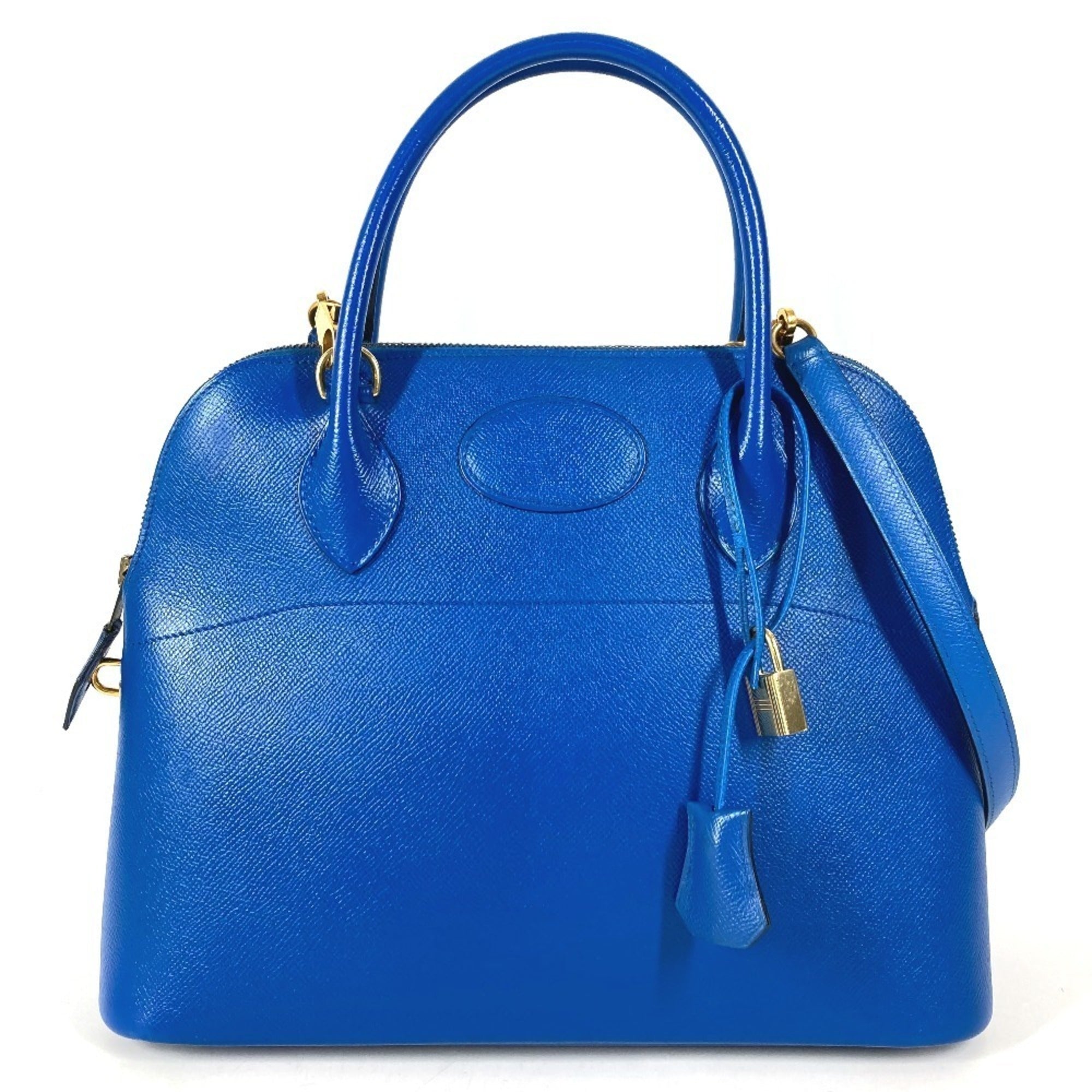 Hermes Blue Epsom Leather Handbag Shoulder Bag Tote Bag (Pre-Owned)