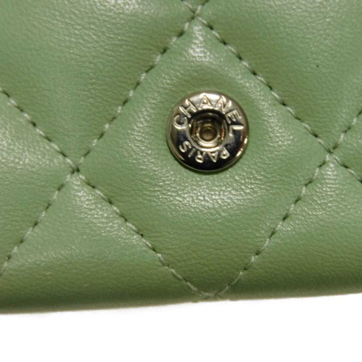 Chanel Light Green Rhinestone Wallet (Tri-Fold) (Pre-Owned)