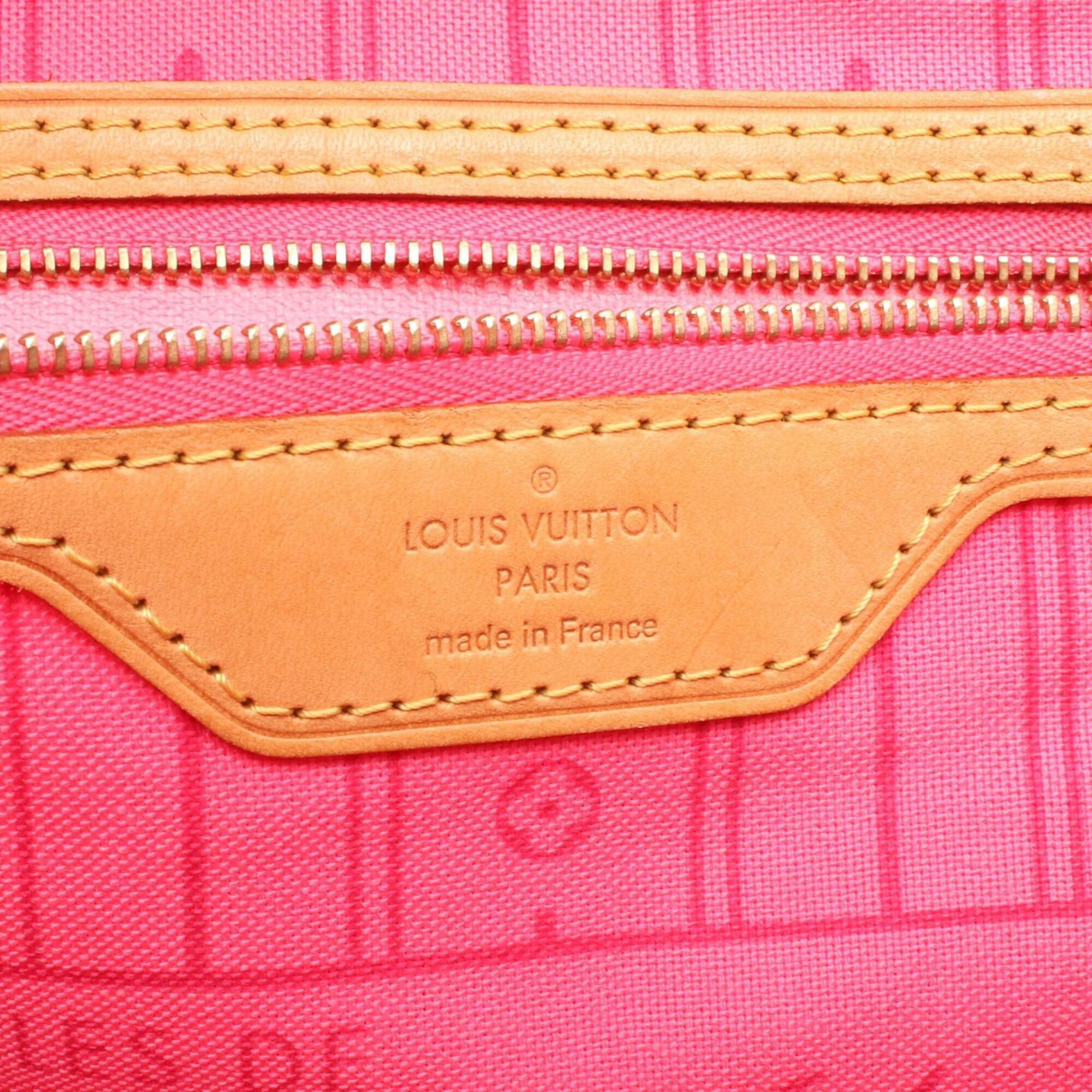 Louis Vuitton Brown Monogram Rose Multi-Color Pink Coated Canvas Leather Tote Bag (Pre-Owned)