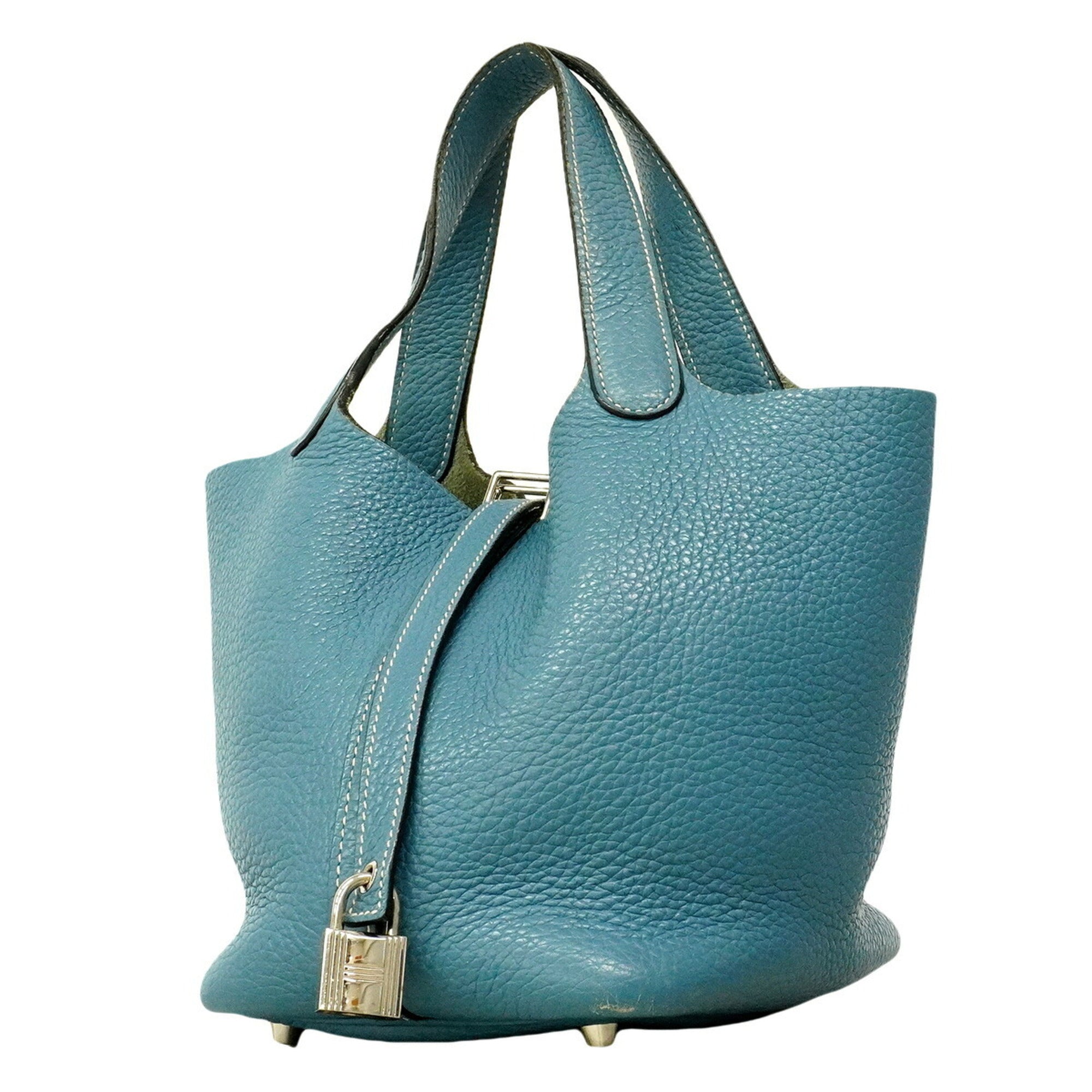 Hermes Blue Jean Taurillon Clemence Leather Handbag (Pre-Owned)