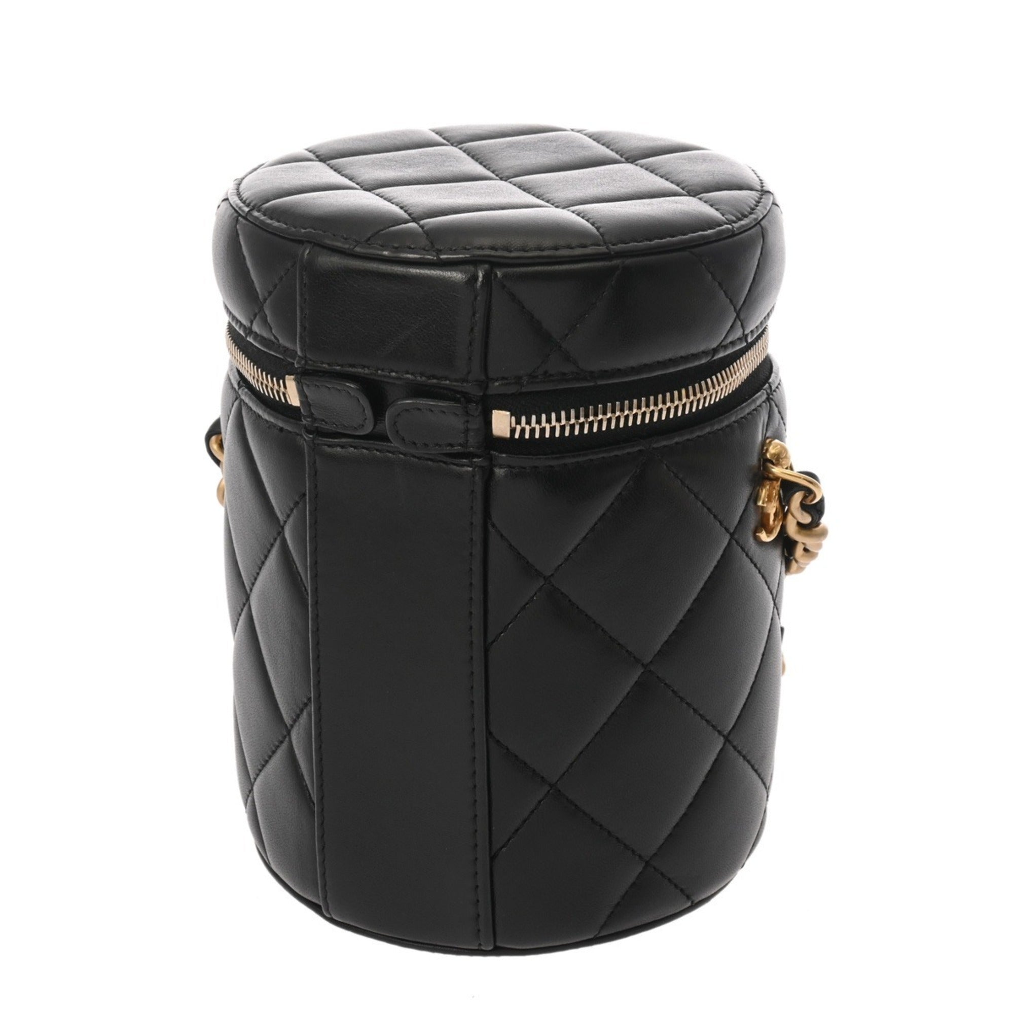 Chanel Black Gold Leather Shoulder Bag (Pre-Owned)