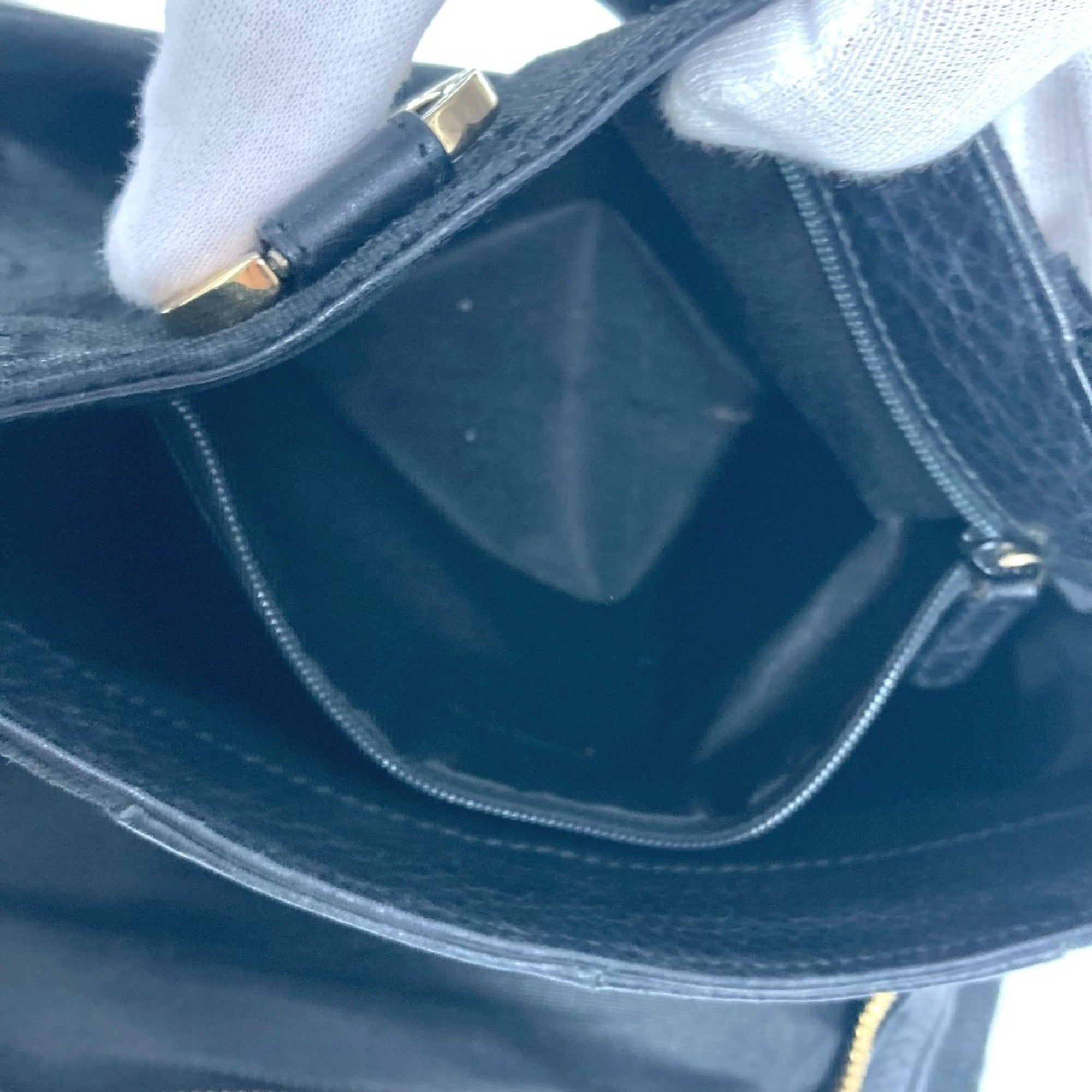 Bvlgari Black Leather Canvas Handbag Shoulder Bag Tote Bag (Pre-Owned)