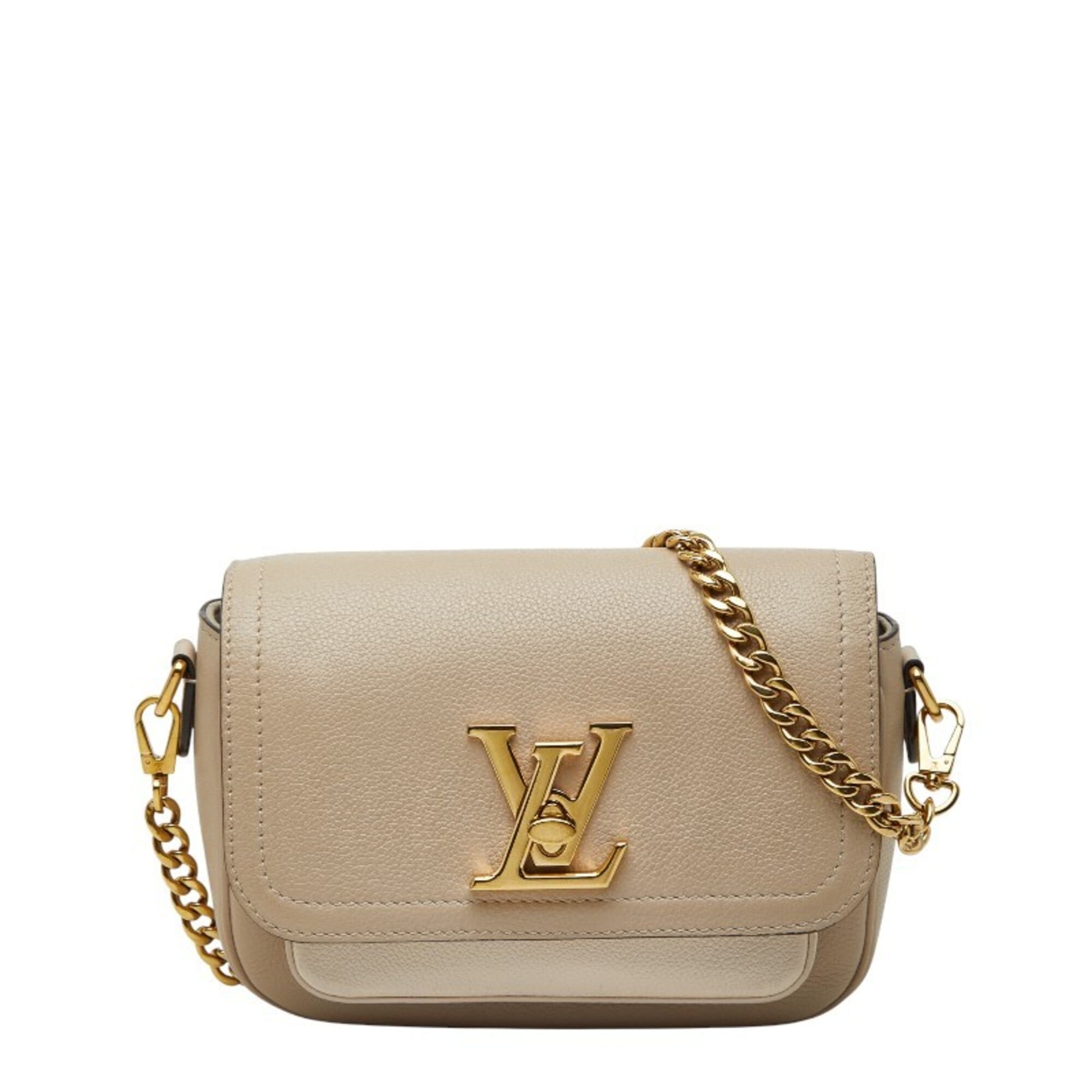 Louis Vuitton Beige Grayish Leather Handbag Shoulder Bag (Pre-Owned)
