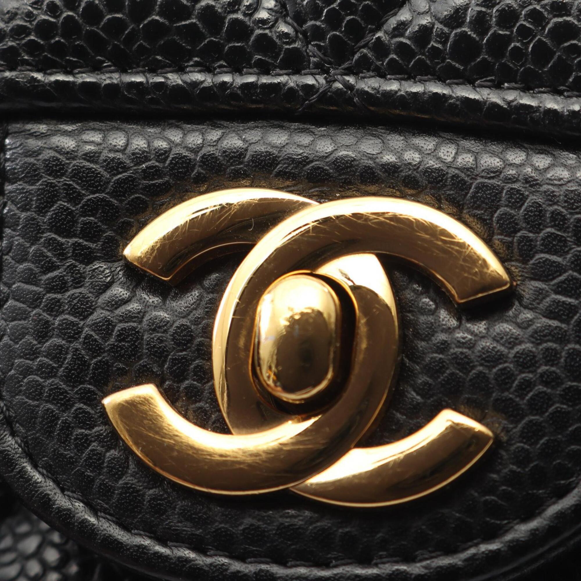 Chanel Black Grained Calfskin Handbag Shoulder Bag (Pre-Owned)