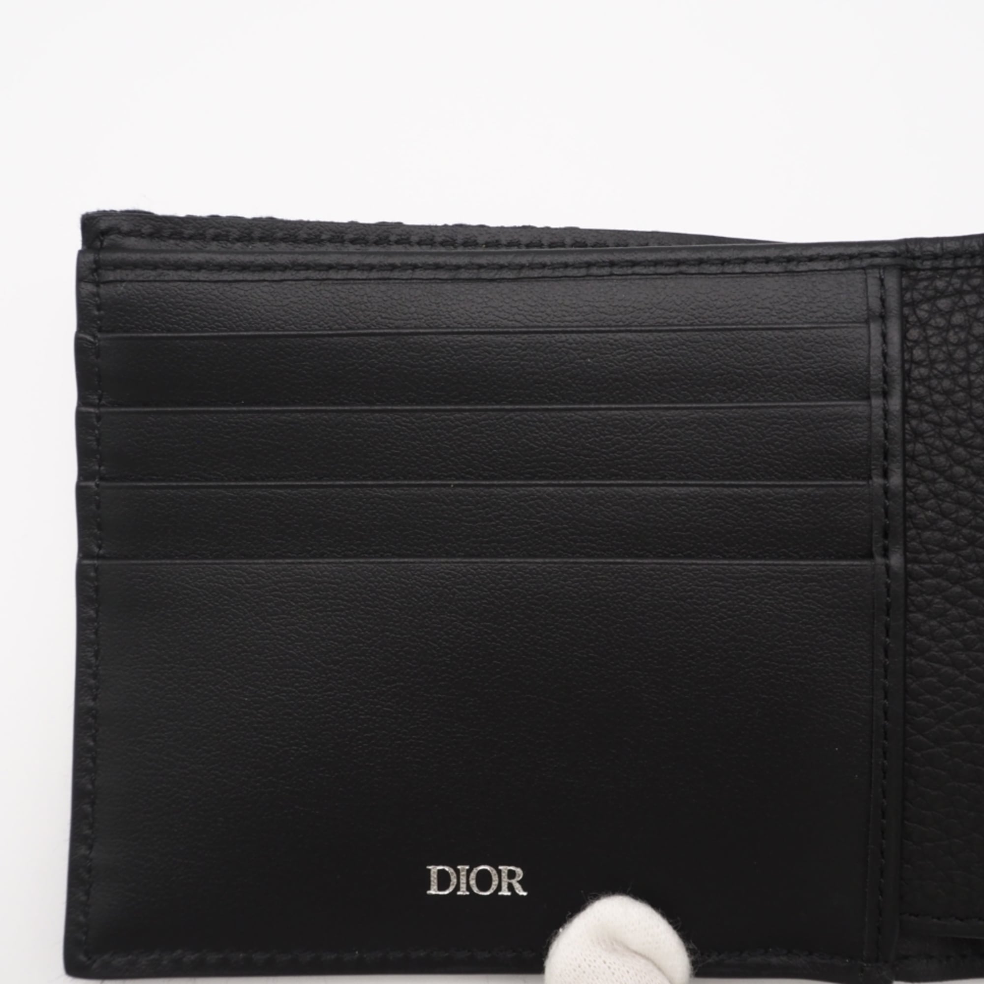 Christian Dior Navy Black Canvas Leather Wallet (Bi-Fold) (Pre-Owned)