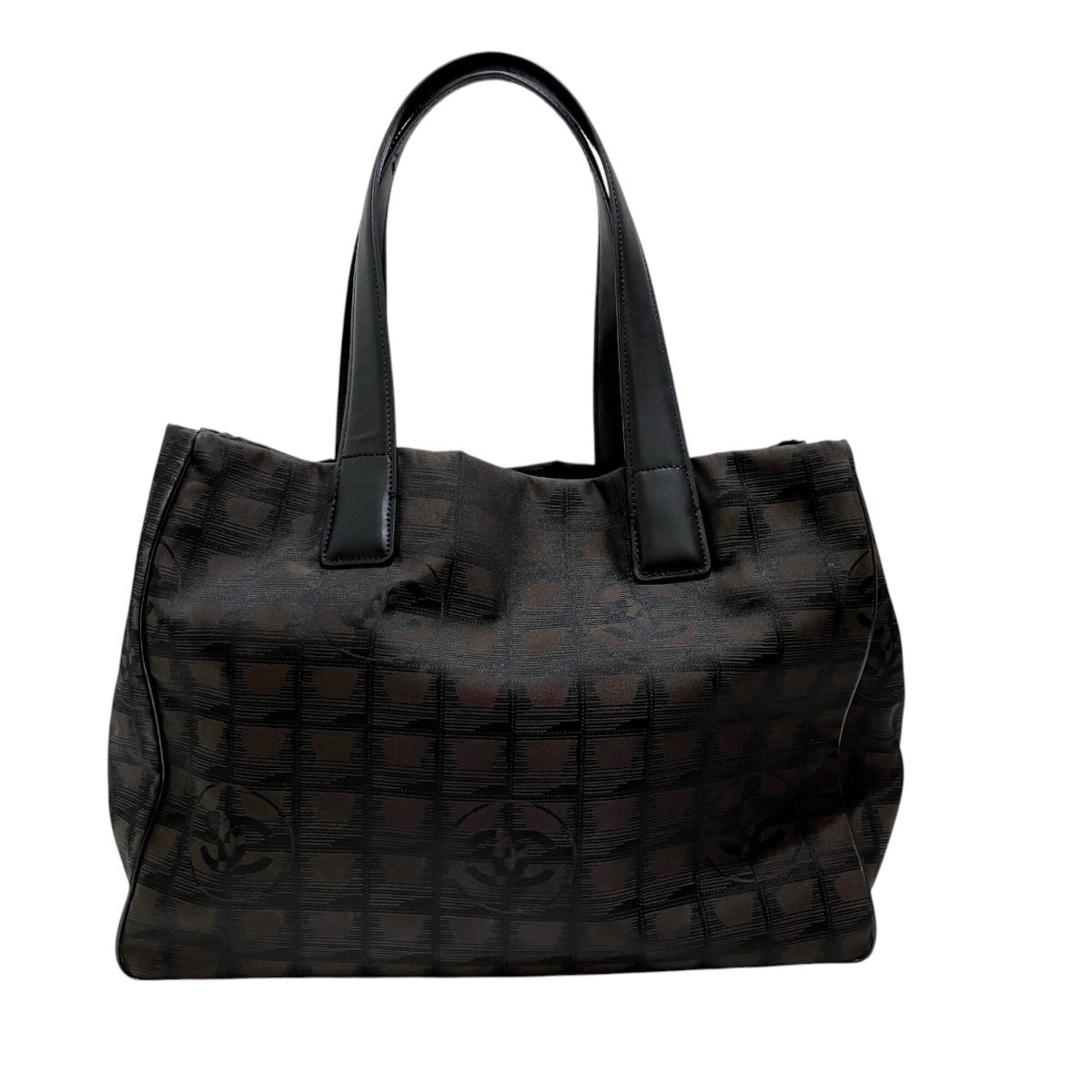 Chanel New Travel Line Brown New Travel Line Nylon Leather Tote Bag (Pre-Owned)