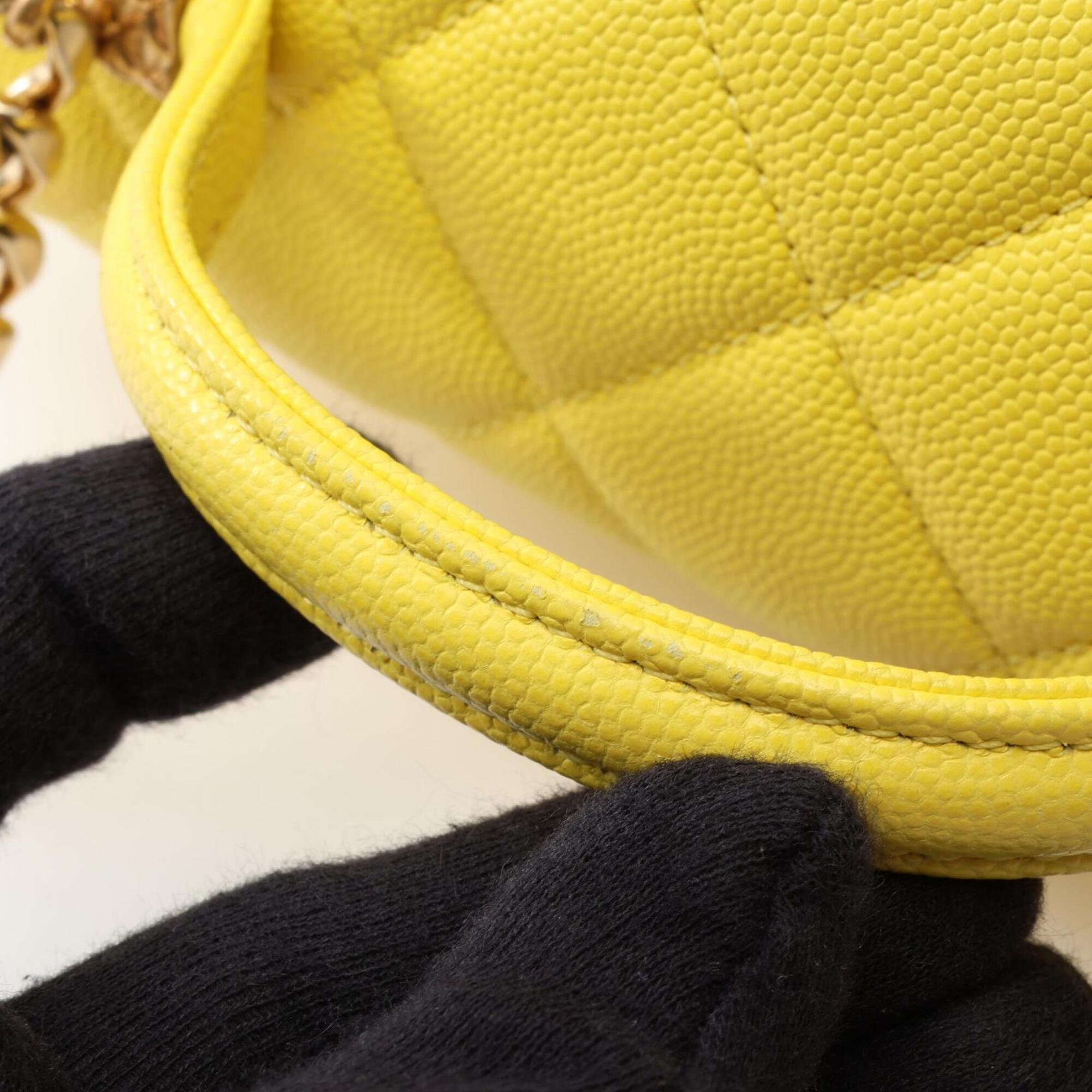 Chanel Yellow Grained Calfskin Handbag Shoulder Bag Vanity Bag (Pre-Owned)