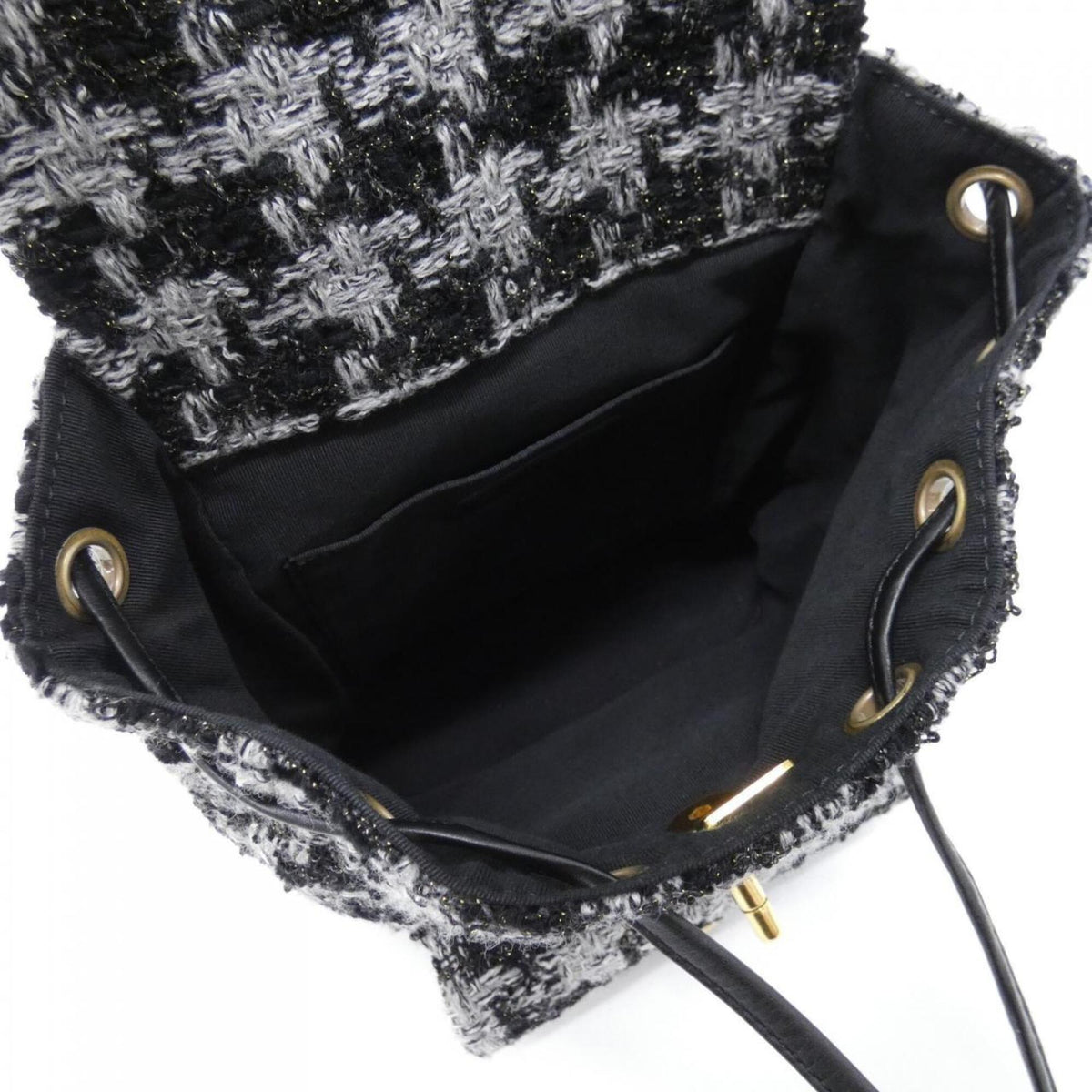 Chanel Black Gray Wool Tweed Backpack (Pre-Owned)