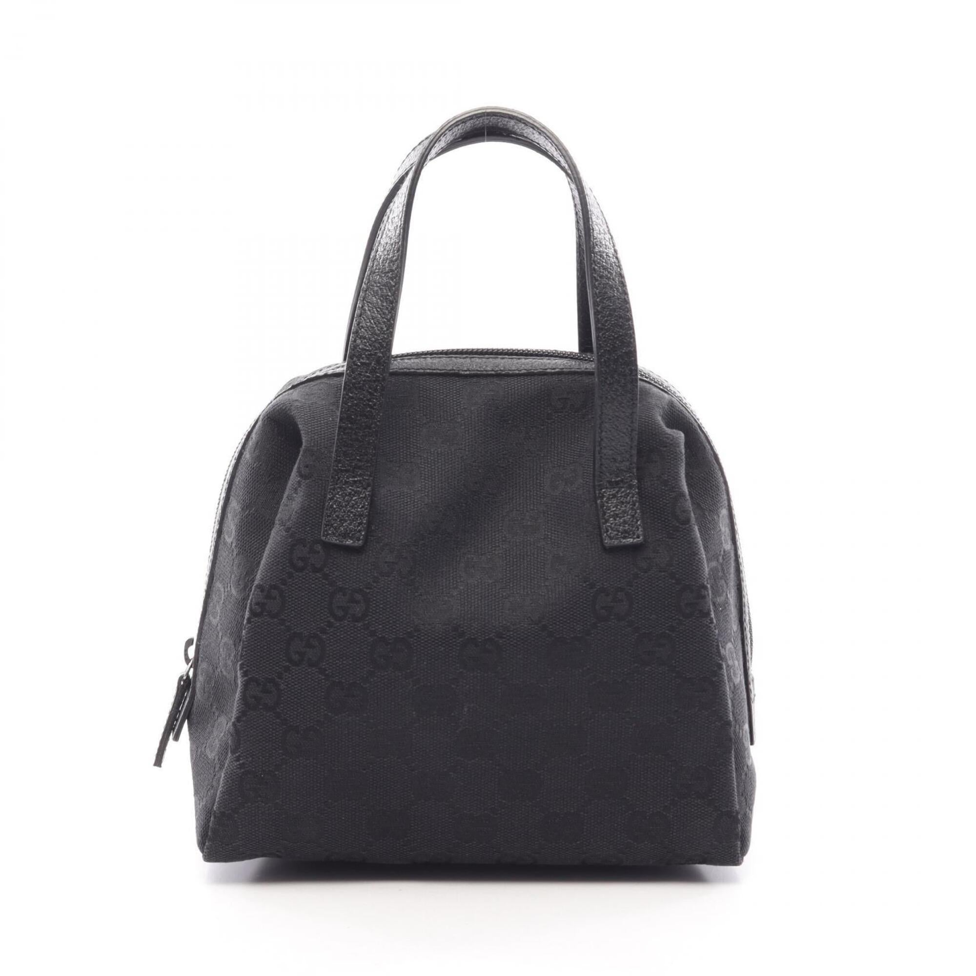 Gucci Black Gg Canvas Leather Handbag (Pre-Owned)