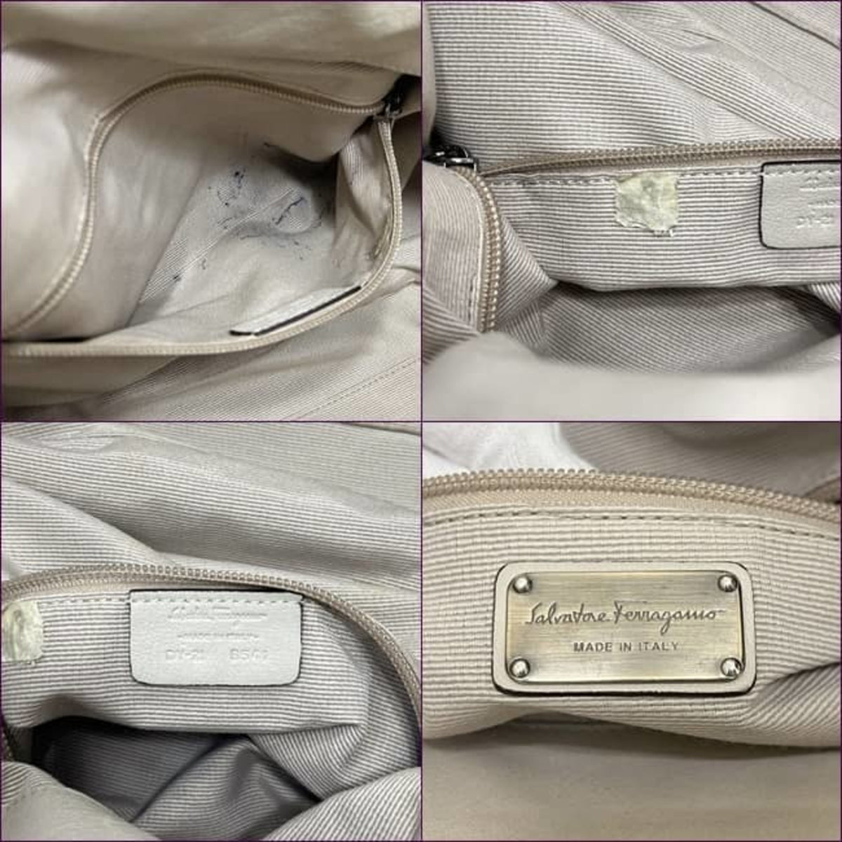 Salvatore Ferragamo Vara Beige Black Leather Handbag Tote Bag (Pre-Owned)
