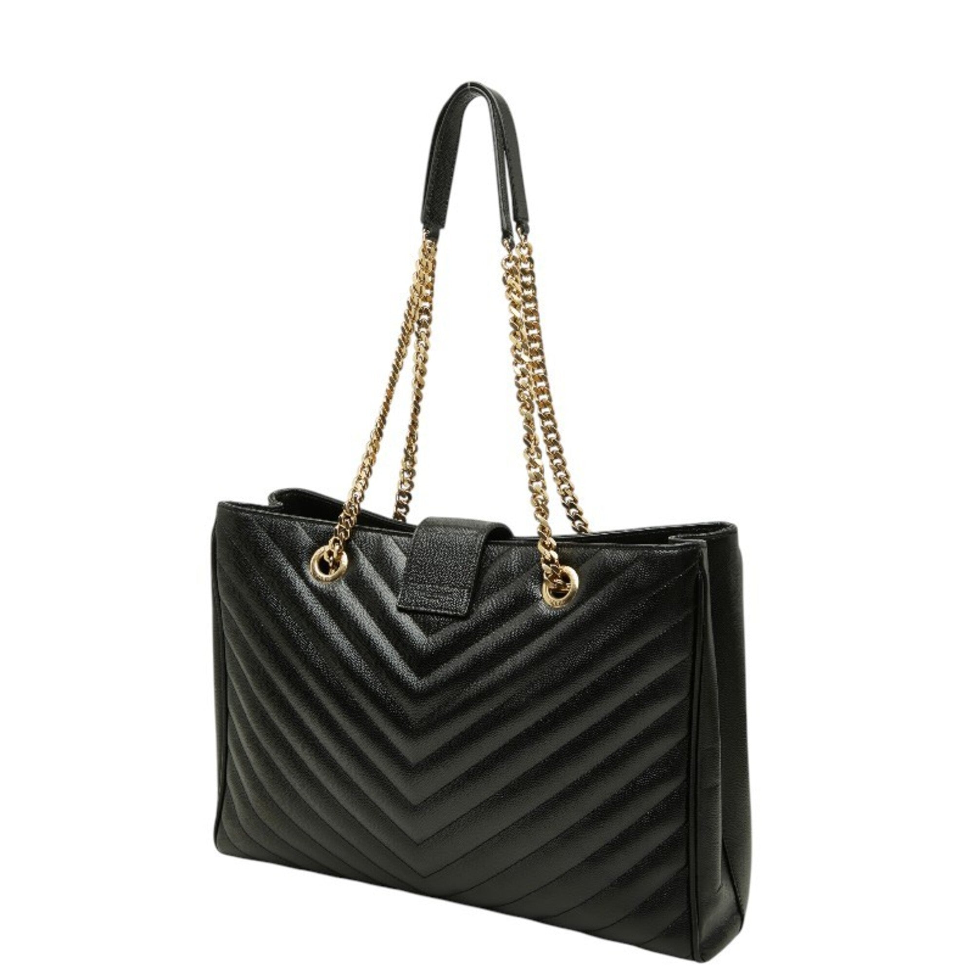 Saint Laurent Black Leather Shoulder Bag Tote Bag (Pre-Owned)