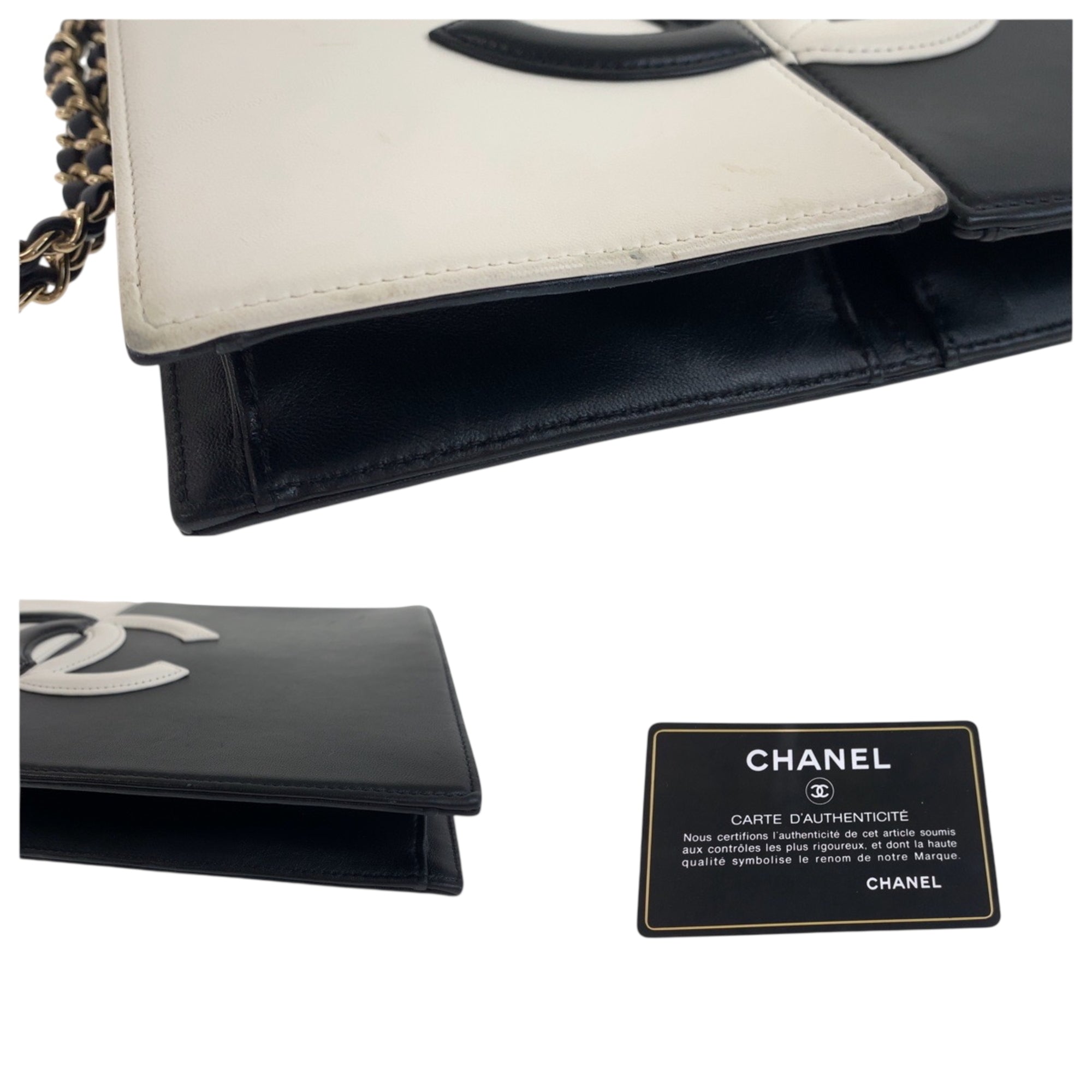 Chanel Black White Leather Clutch Bag (Pre-Owned)