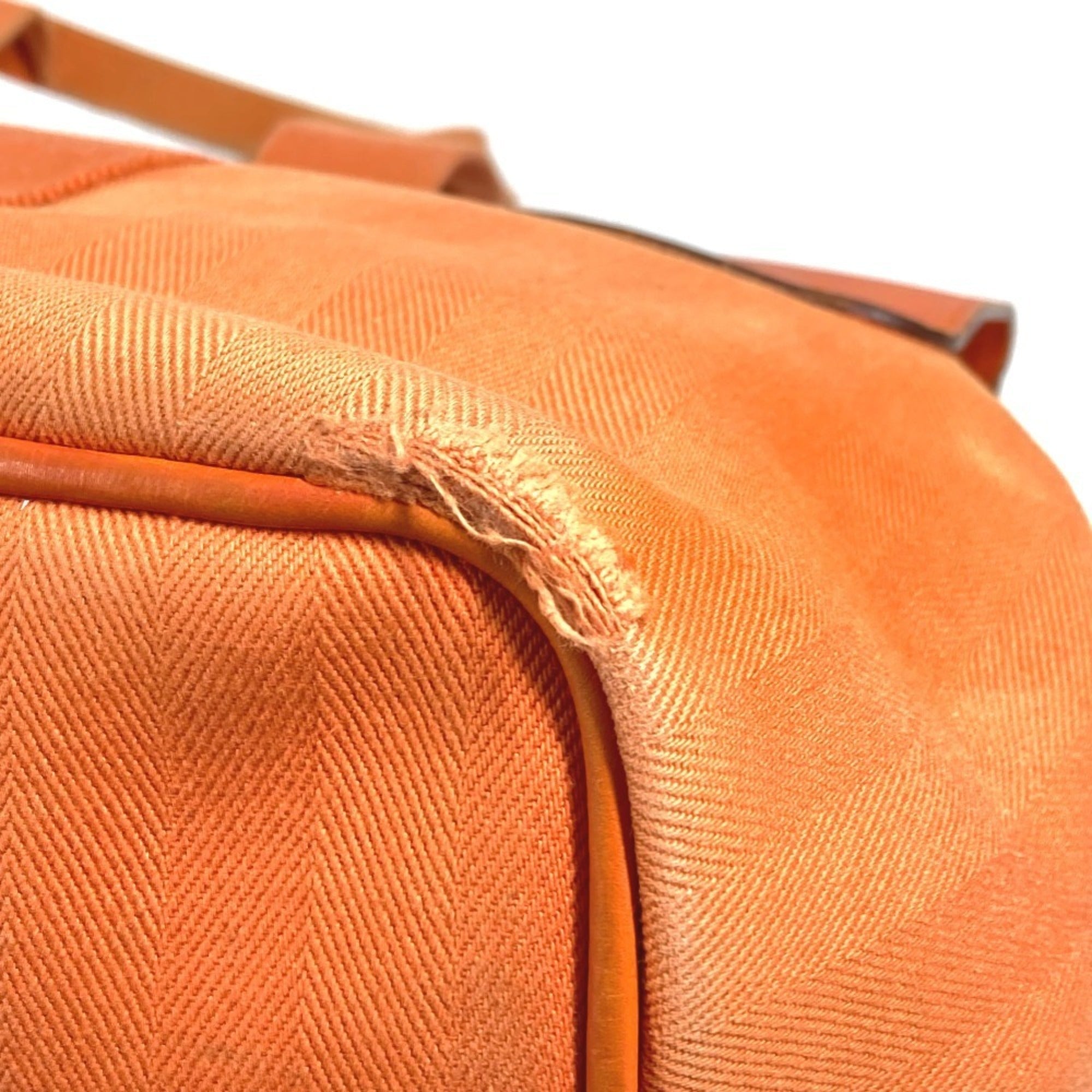 Hermes Orange Toile Chevron Handbag Pouch Tote Bag (Pre-Owned)