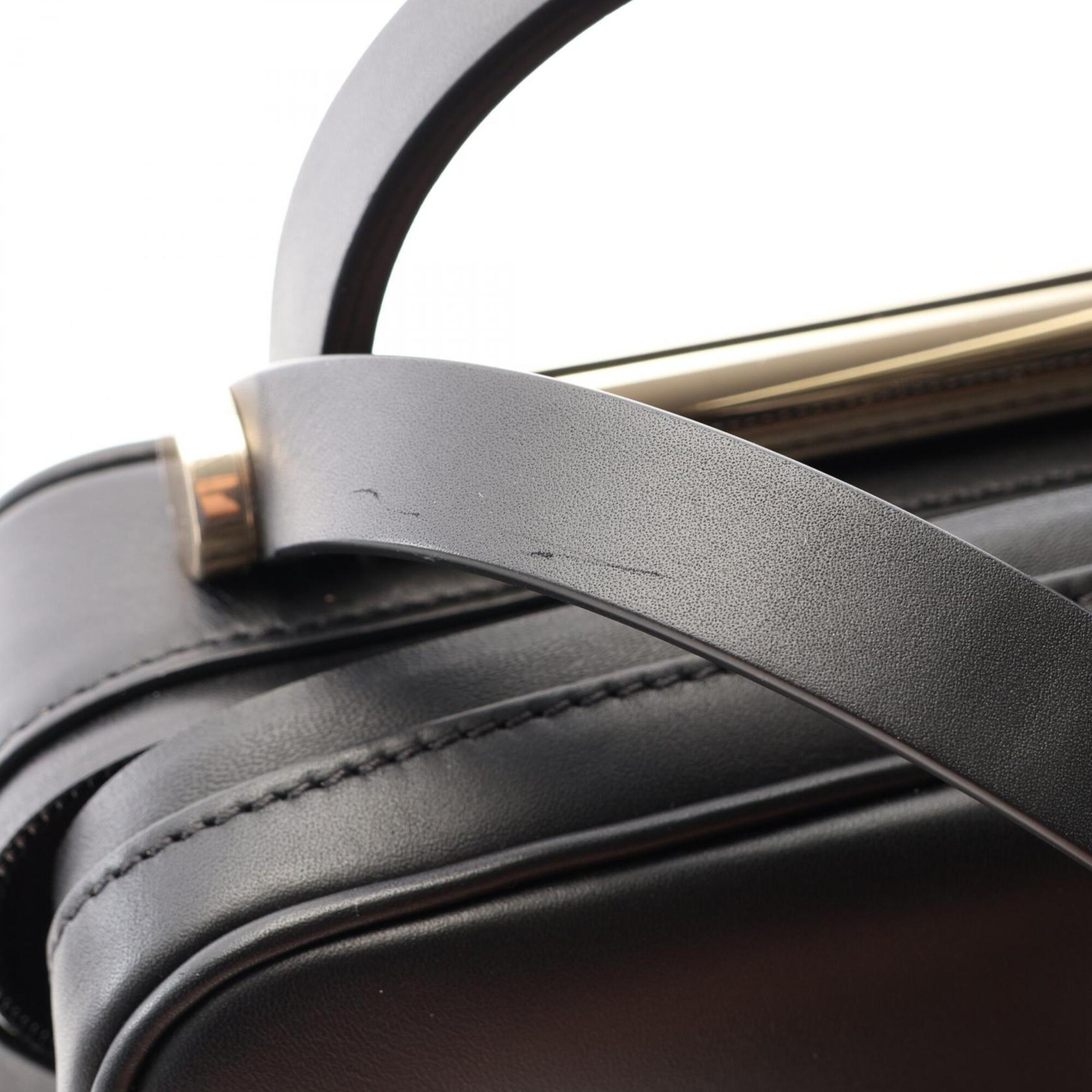 Valextra Black Leather Handbag Shoulder Bag (Pre-Owned)