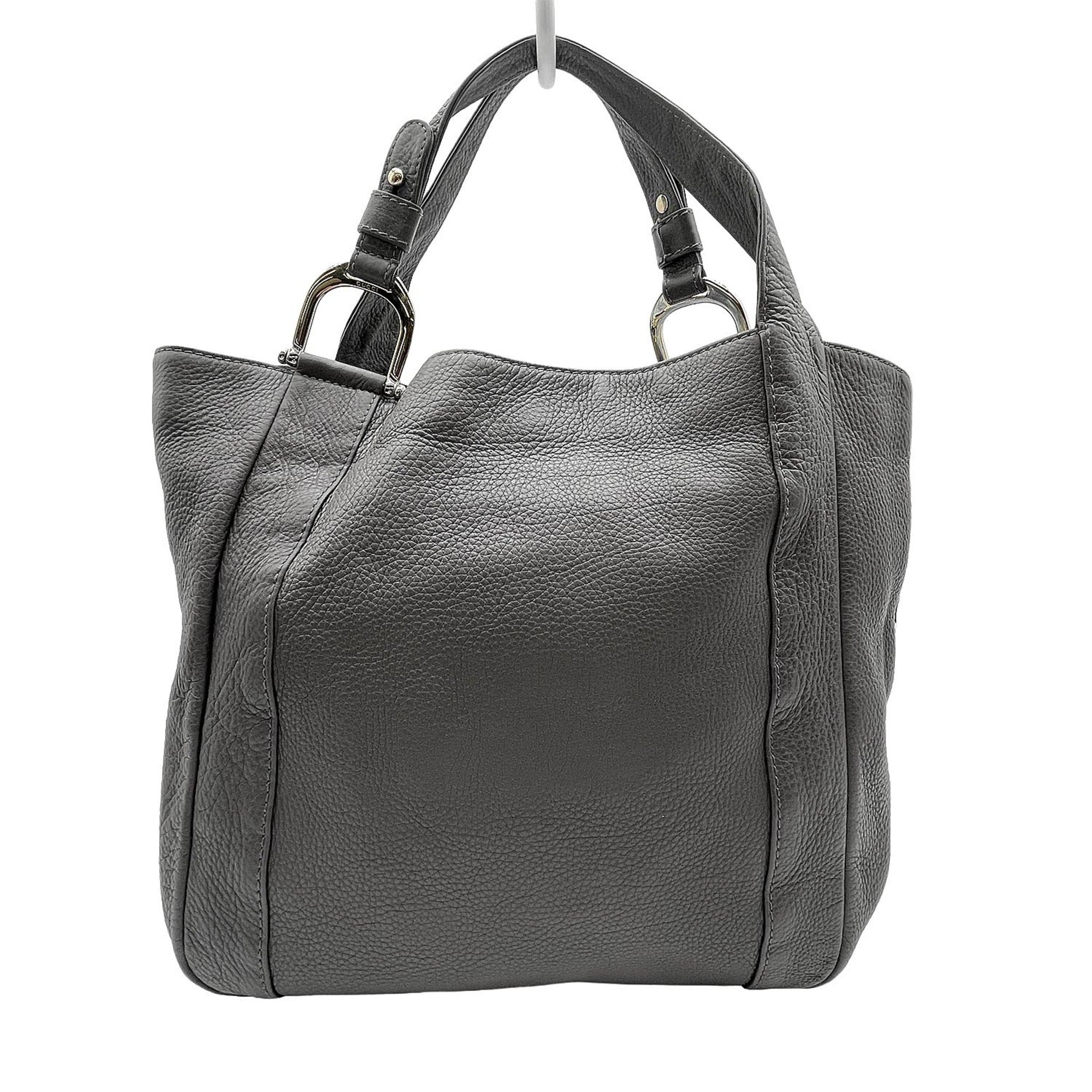 Gucci Horsebit Gray Leather Tote Bag (Pre-Owned)