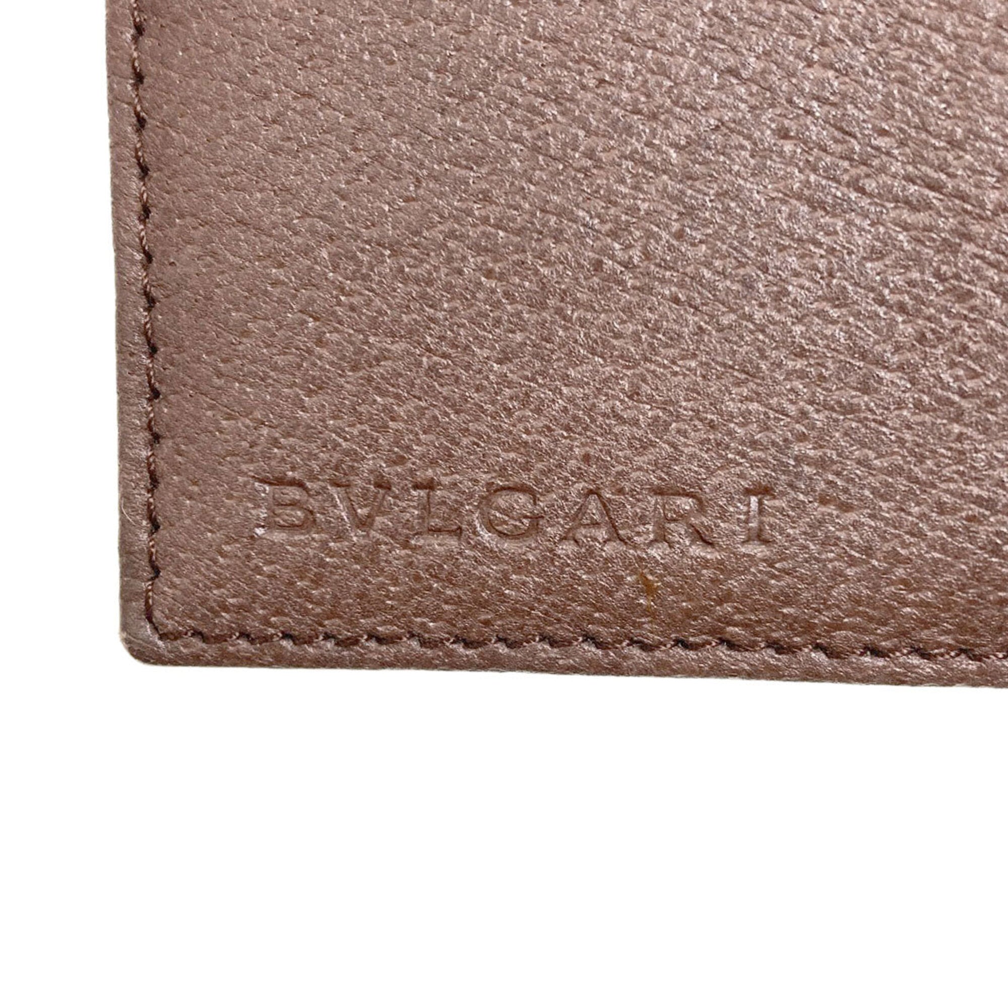 Bvlgari Logomania Brown Canvas Leather Wallet (Bi-Fold) (Pre-Owned)
