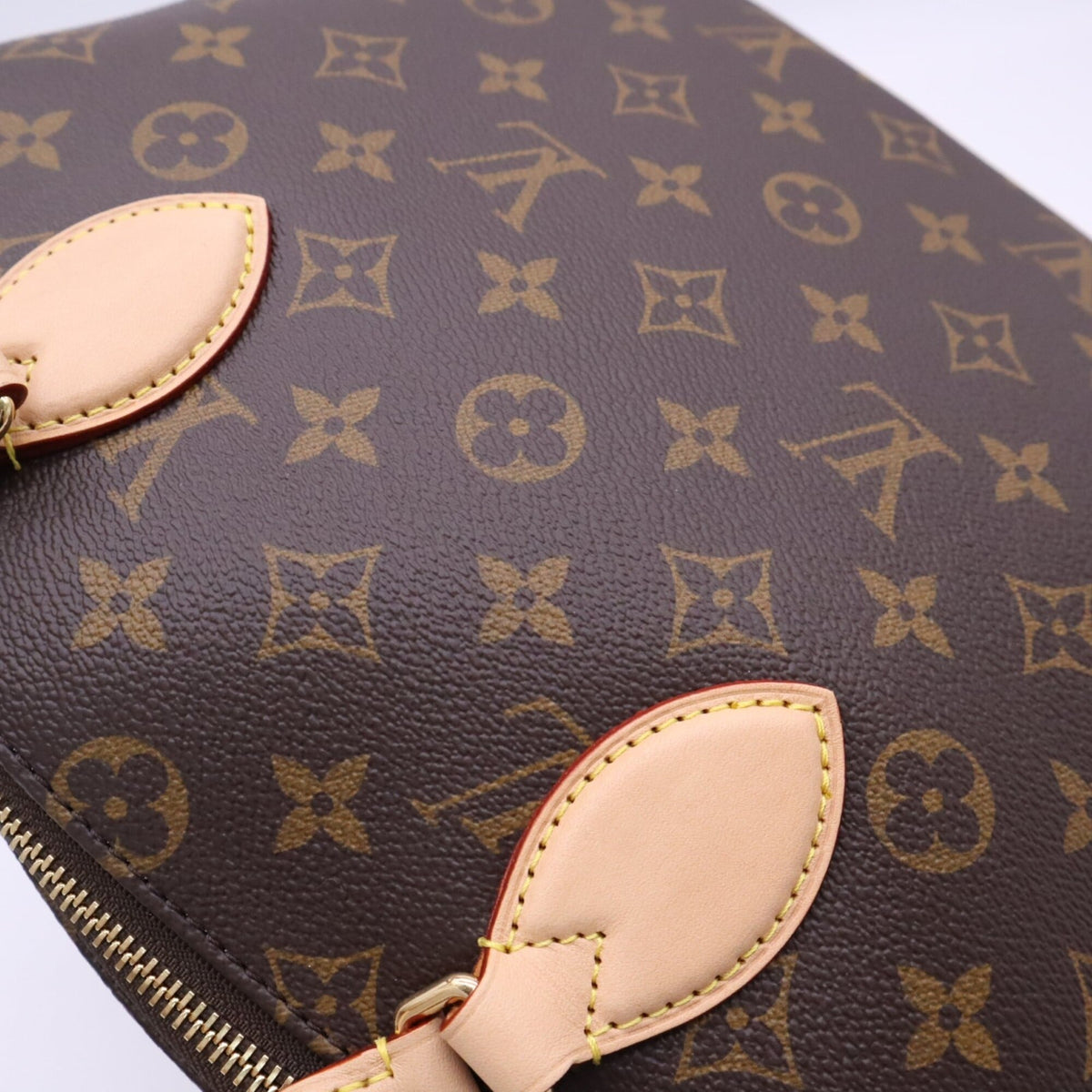 Louis Vuitton Monogram Beige Brown Coated Canvas Leather Handbag (Pre-Owned)