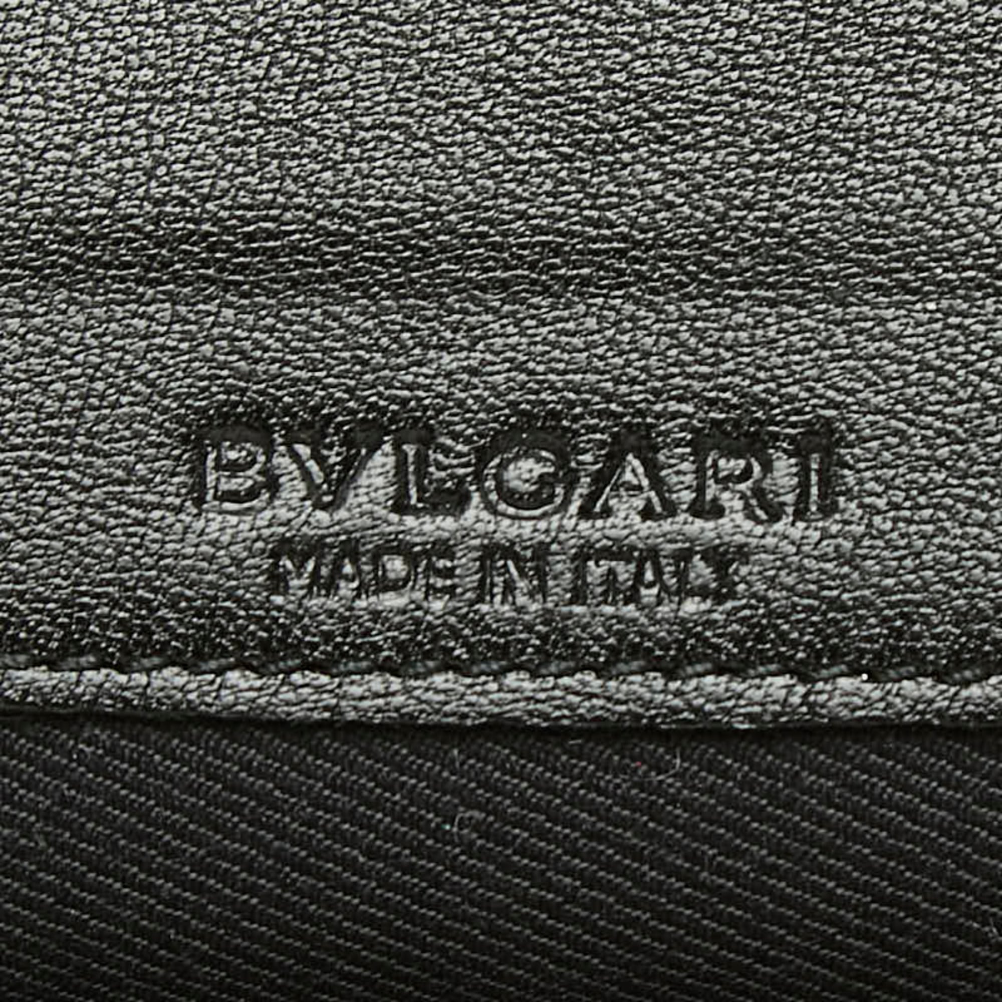 Bvlgari Gold Black Leather Long Wallet (Bi-Fold) (Pre-Owned)