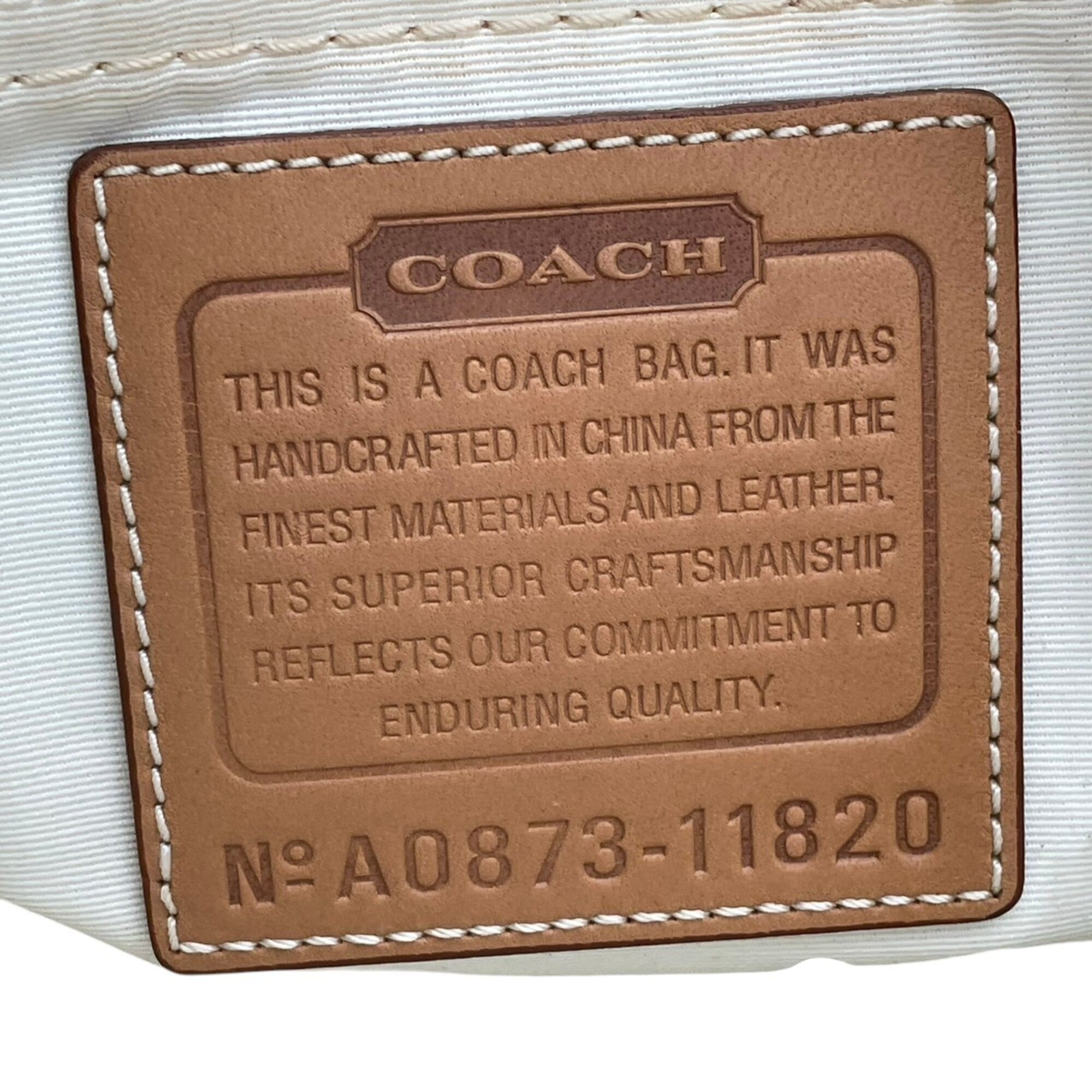Coach Ivory Canvas Leather Handbag Tote Bag (Pre-Owned)