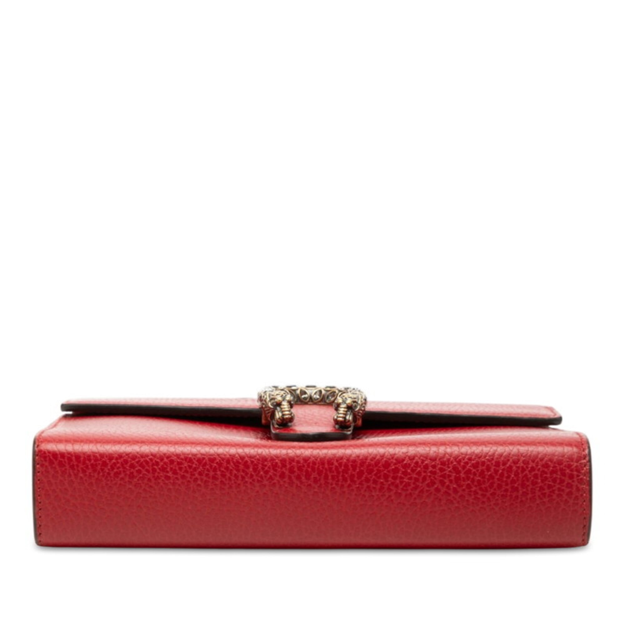 Gucci Red Color Leather Shoulder Bag (Pre-Owned)
