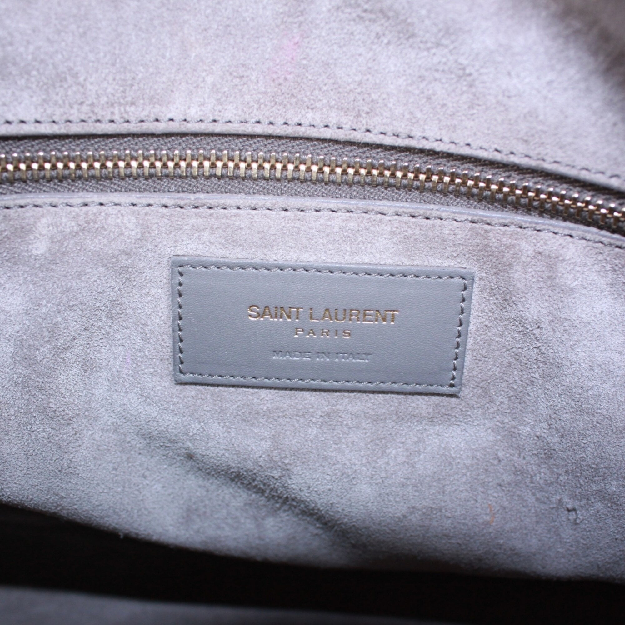 Saint Laurent Gray Leather Boston Bag Handbag (Pre-Owned)