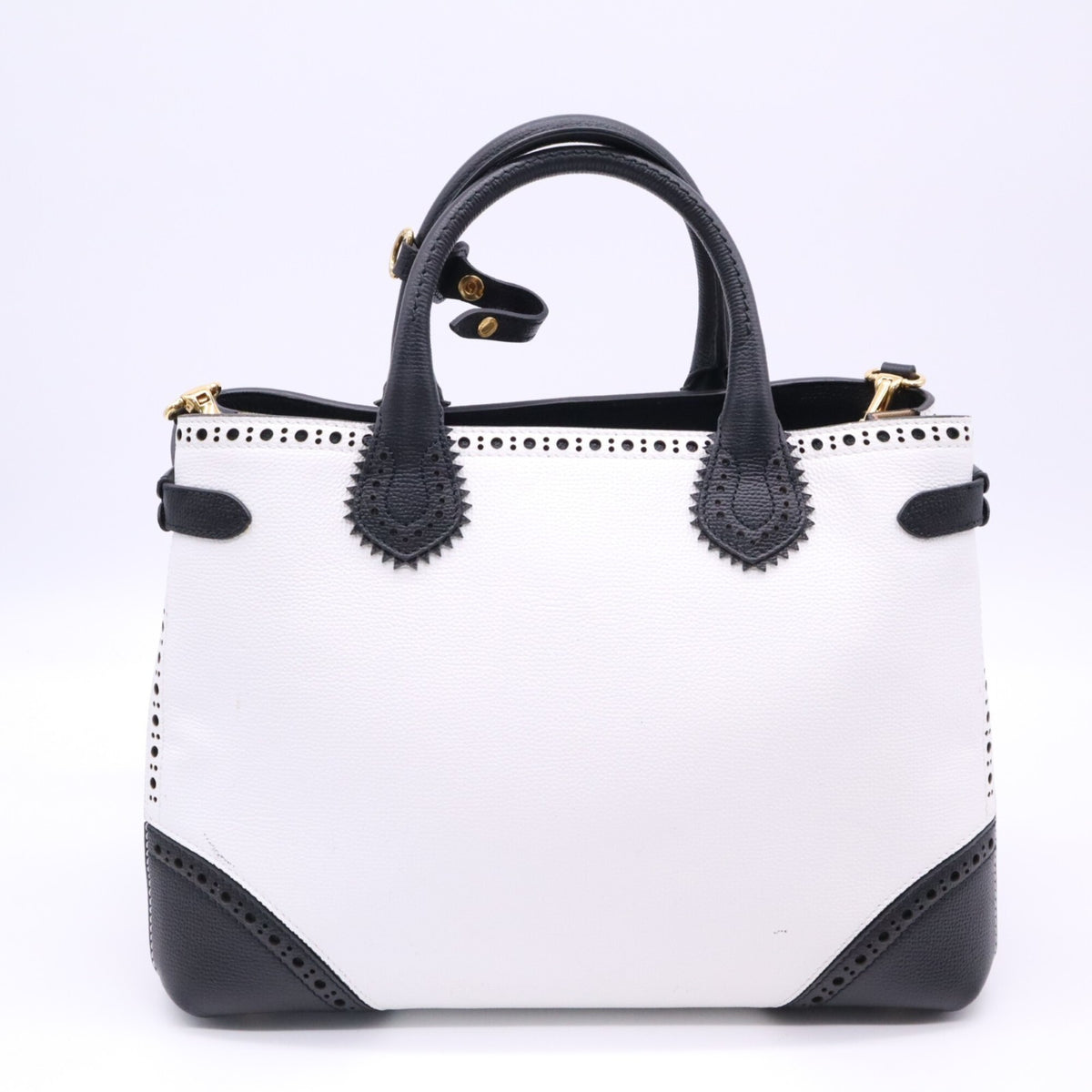 Burberry Black White Handbag Shoulder Bag (Pre-Owned)