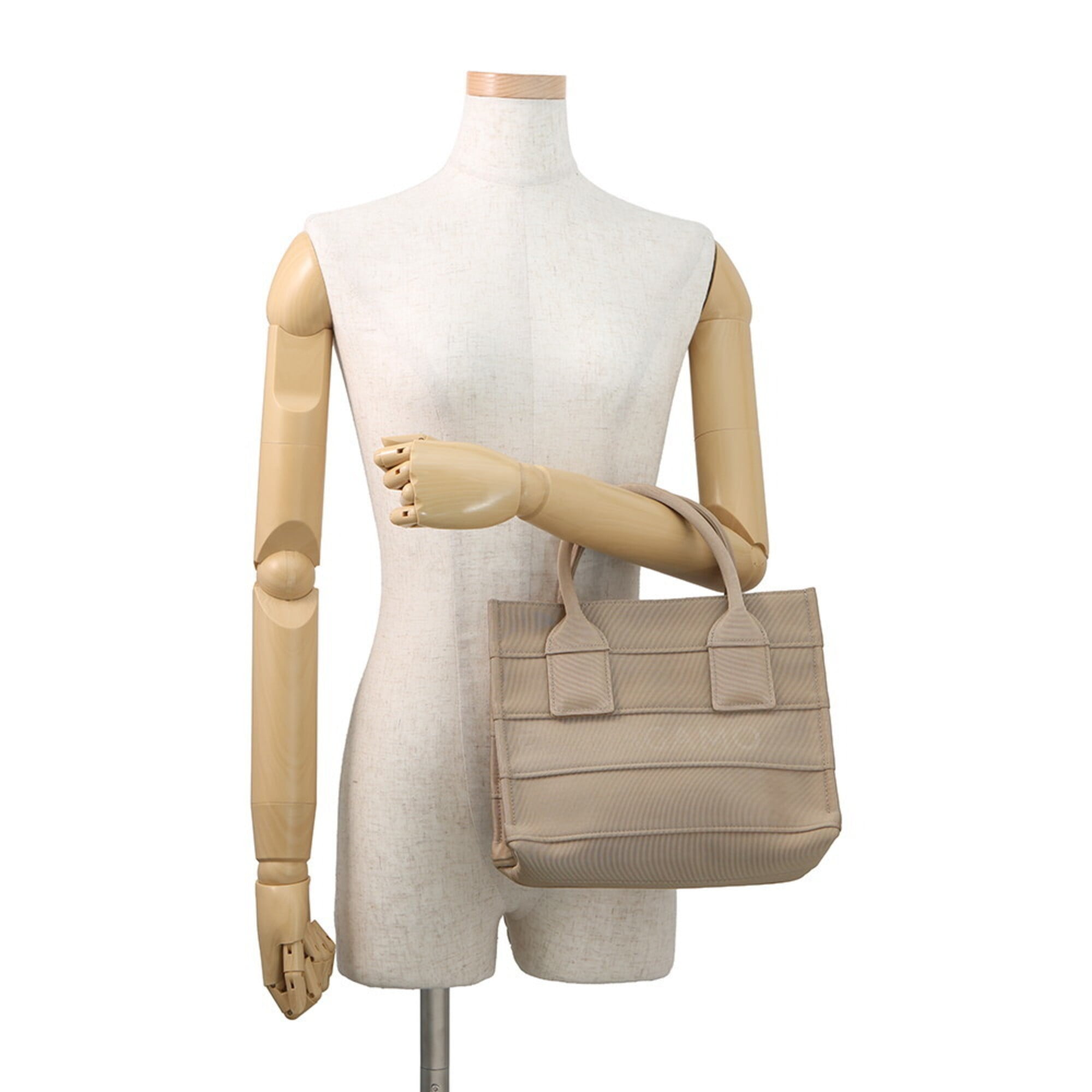 Salvatore Ferragamo Beige Canvas Handbag Tote Bag (Pre-Owned)