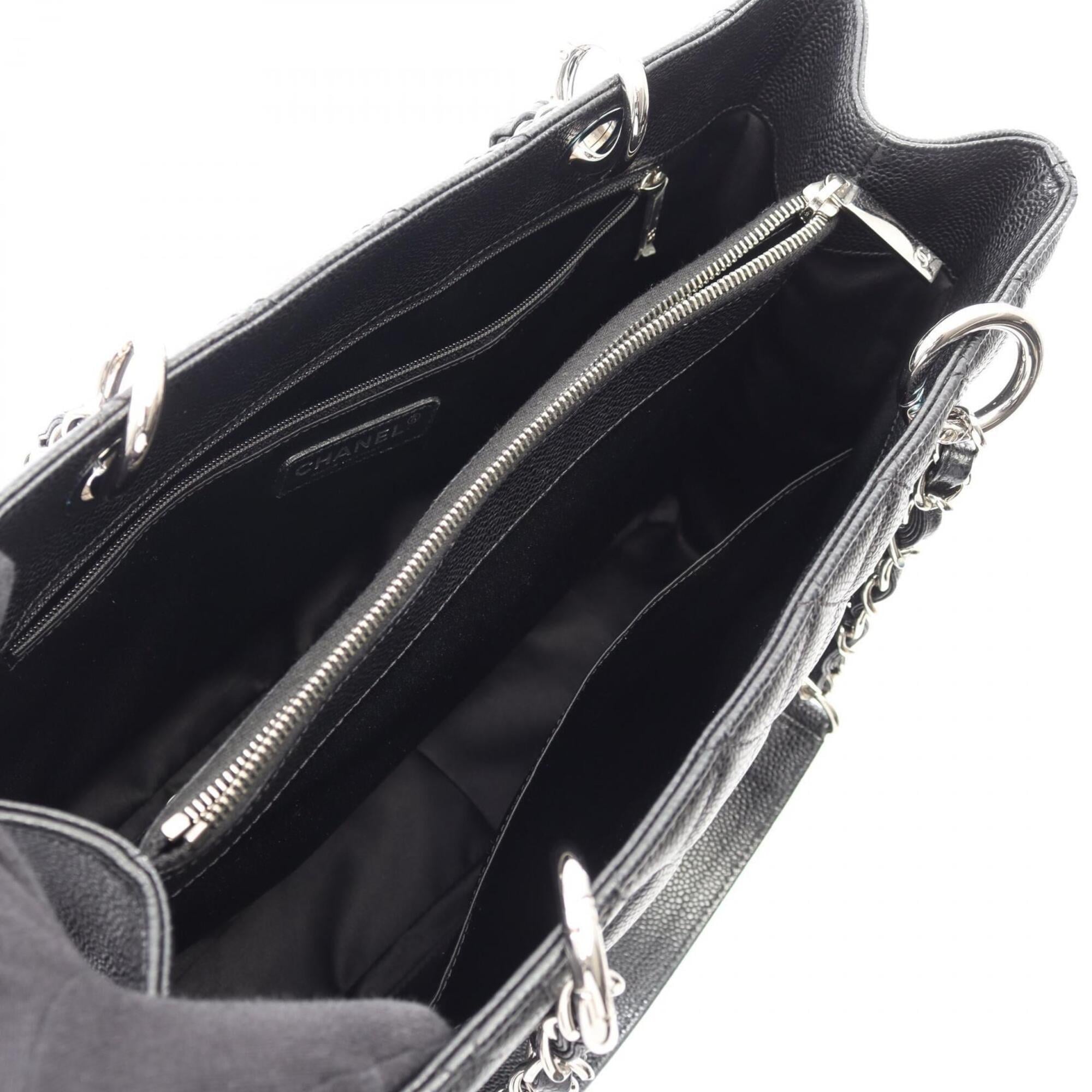 Chanel Black Grained Calfskin Handbag Tote Bag (Pre-Owned)