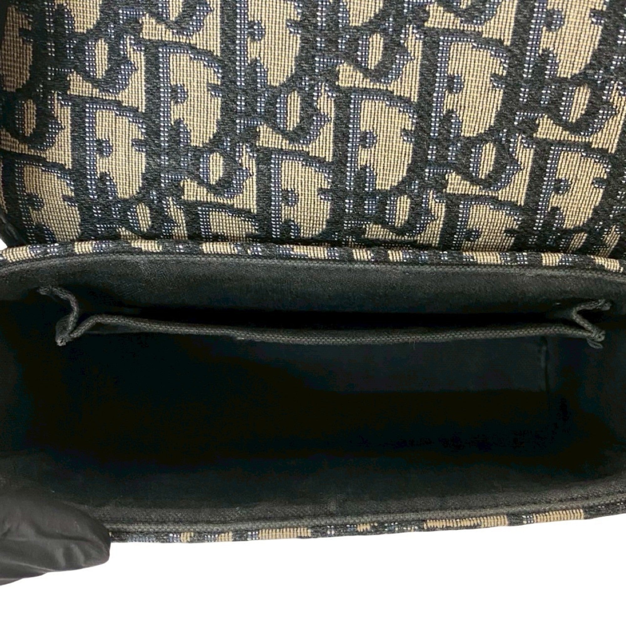 Christian Dior Navy Leather Canvas Shoulder Bag (Pre-Owned)