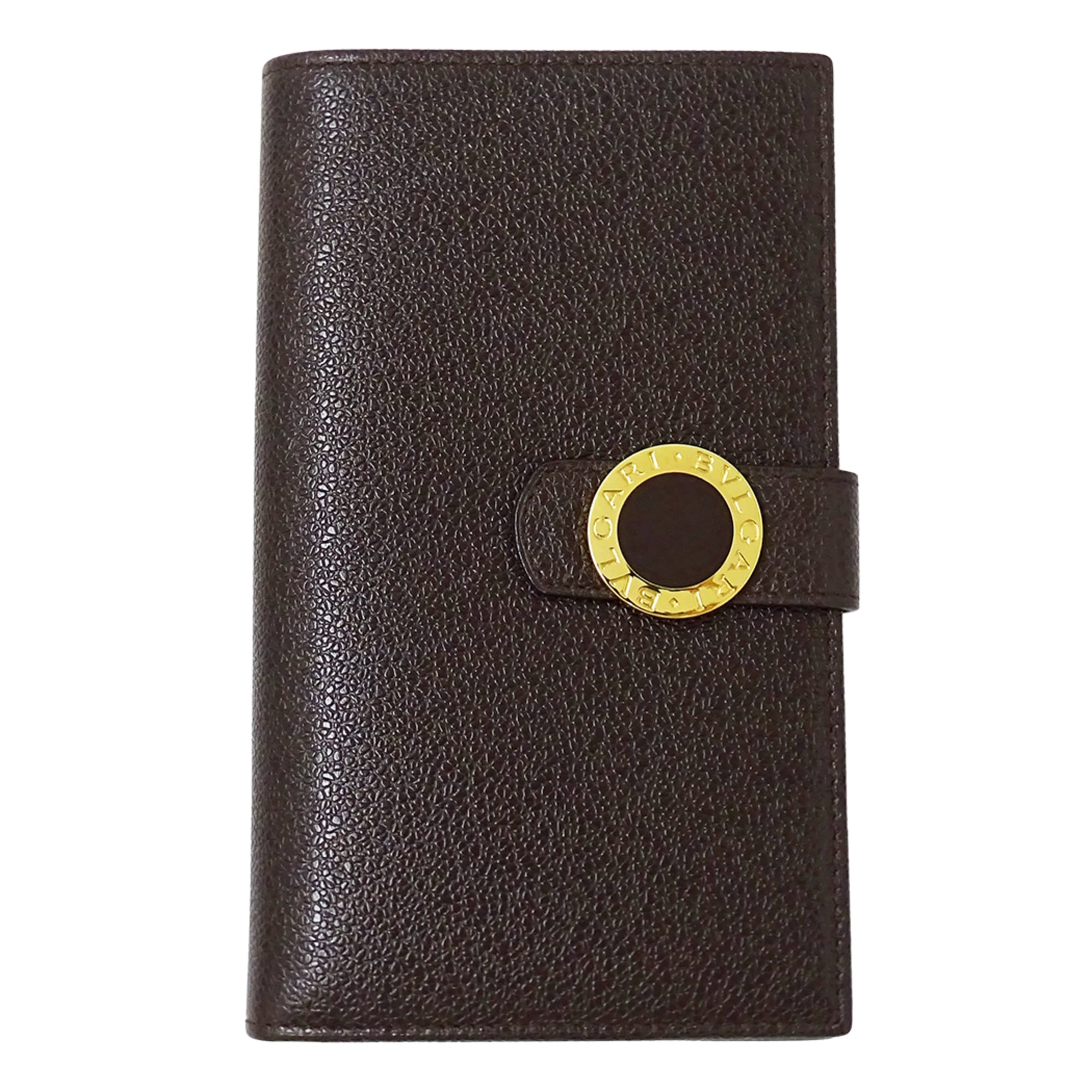 Bvlgari Dark Brown Leather Long Wallet (Bi-Fold) (Pre-Owned)