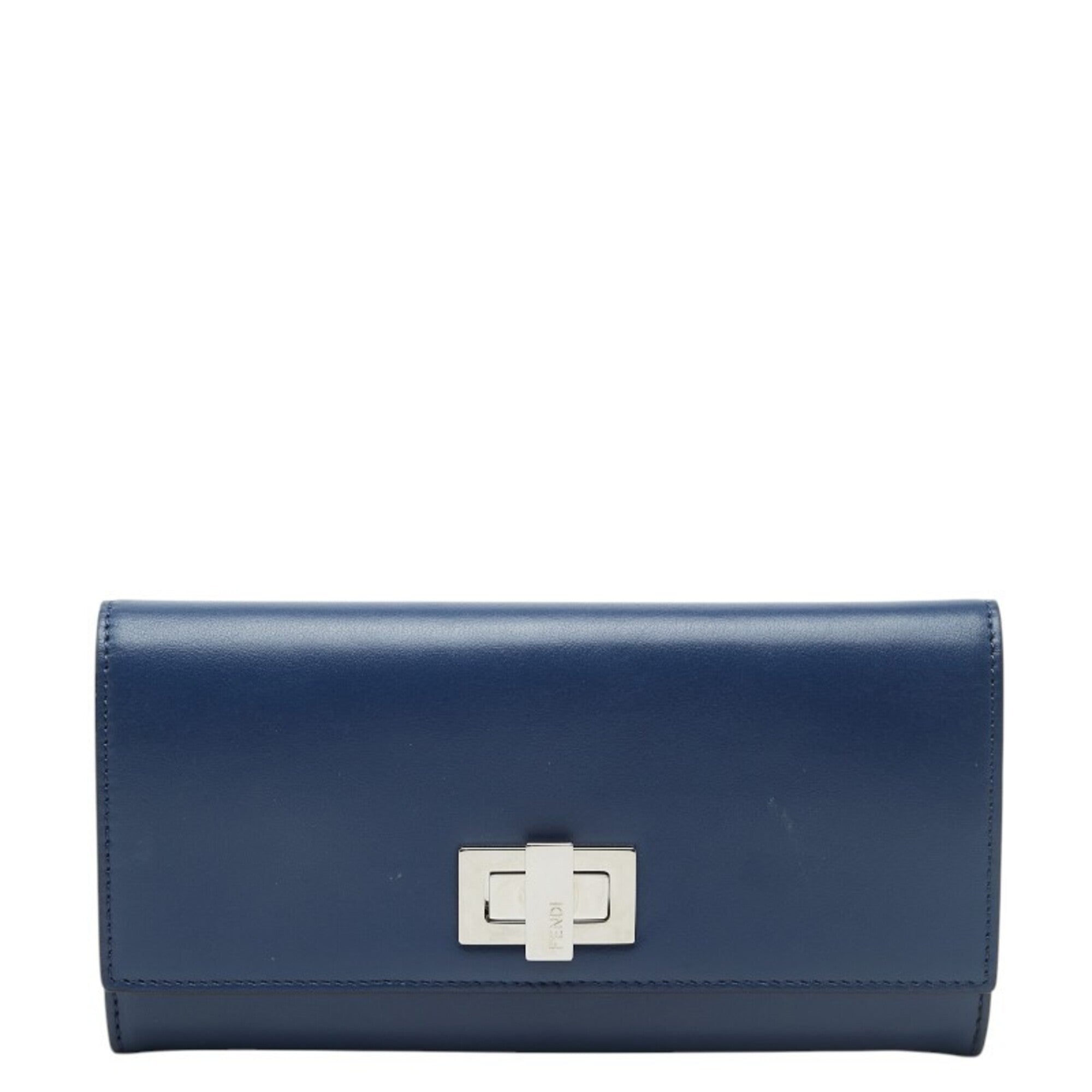 Fendi Blue Leather Long Wallet (Bi-Fold) (Pre-Owned)