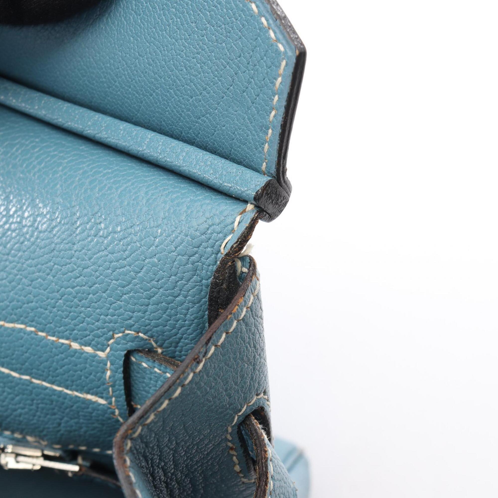 Hermes Blue Chevre Leather Handbag (Pre-Owned)