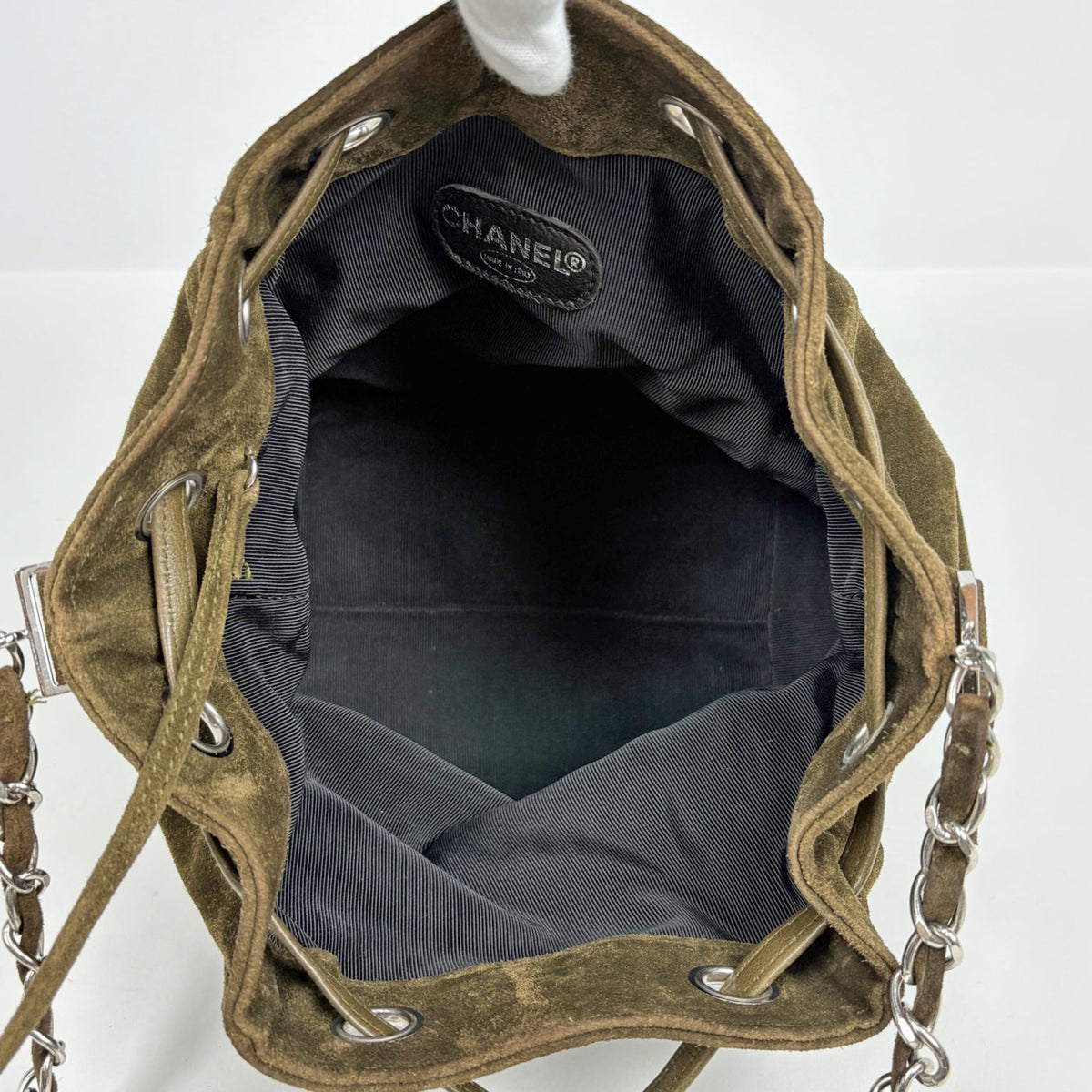 Chanel Khaki Suede Shoulder Bag (Pre-Owned)