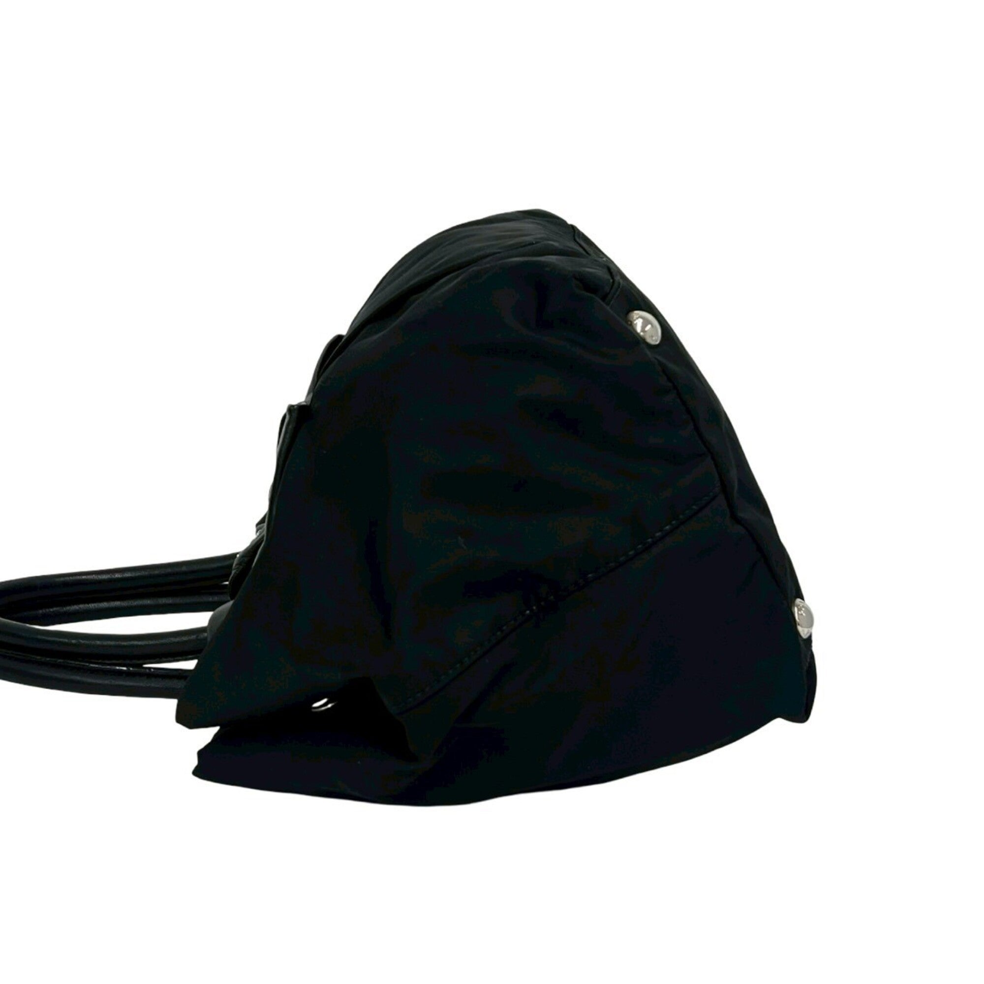 Prada Black Nylon Leather Handbag Tote Bag (Pre-Owned)