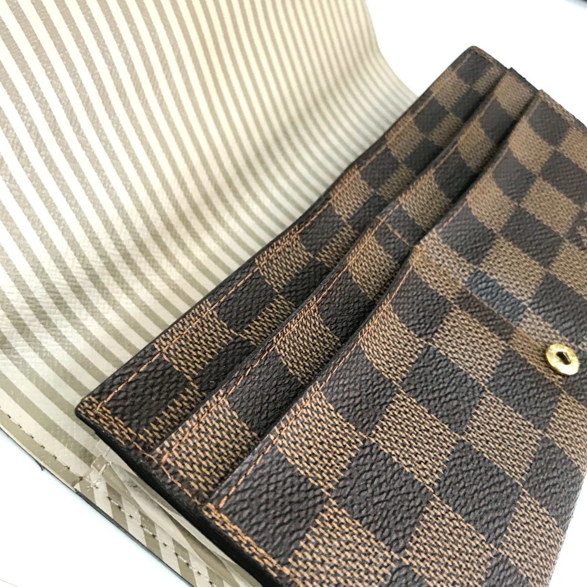 Louis Vuitton Damier Brown Damier Canvas Ebene Damier Canvas Long Wallet (Bi-Fold) (Pre-Owned)