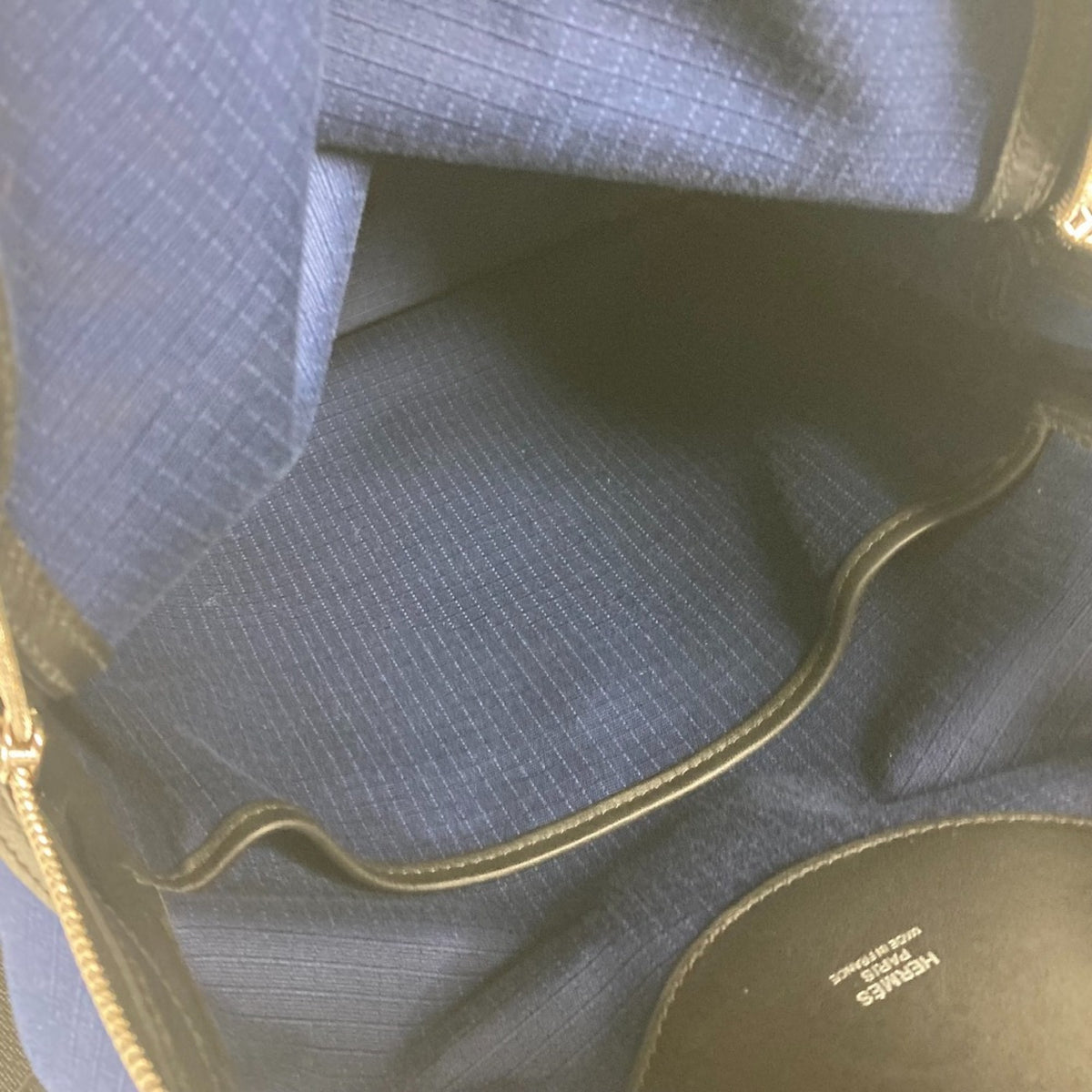 Hermes Black Blue Canvas Leather Backpack (Pre-Owned)