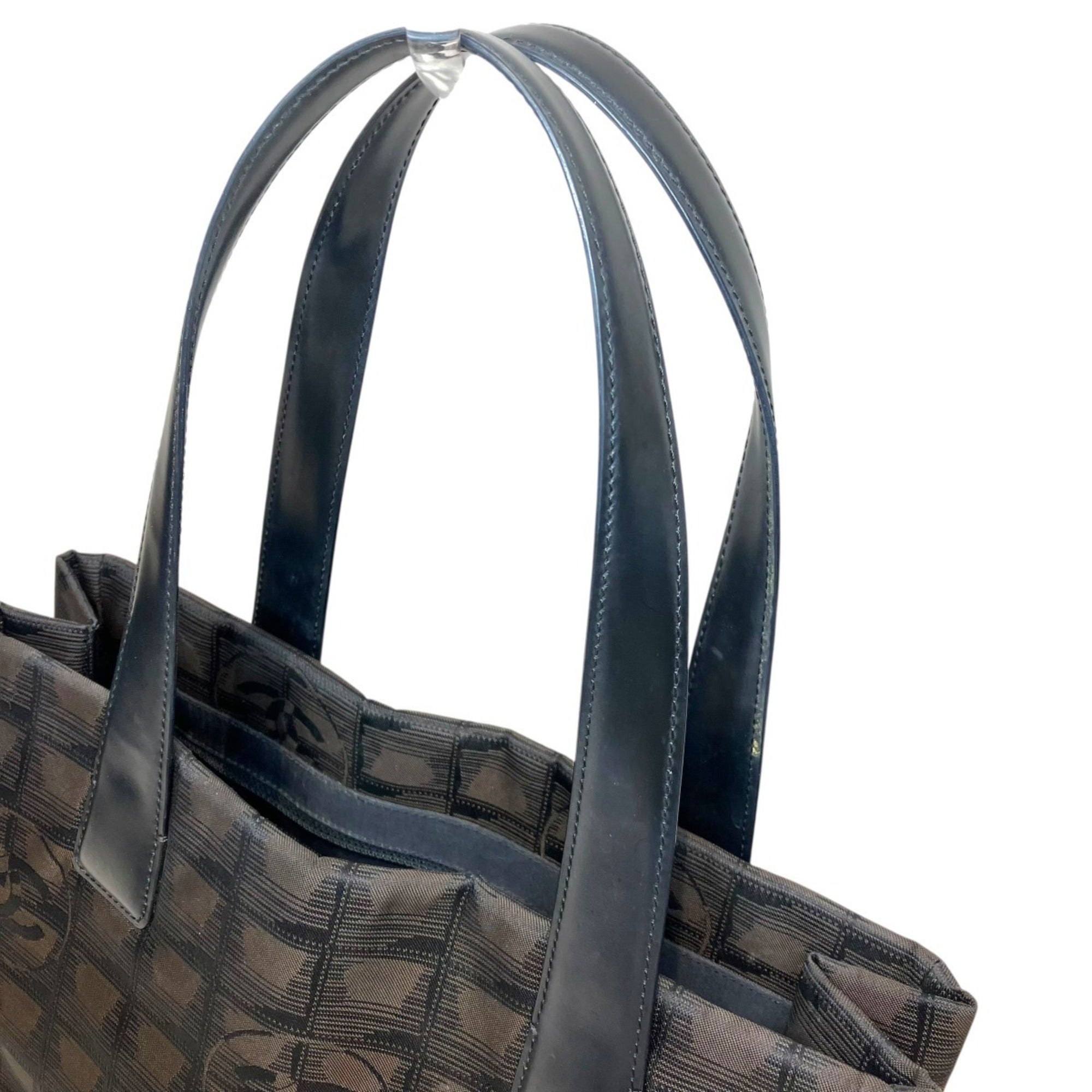 Chanel New Travel Line Brown Canvas Leather Tote Bag (Pre-Owned)