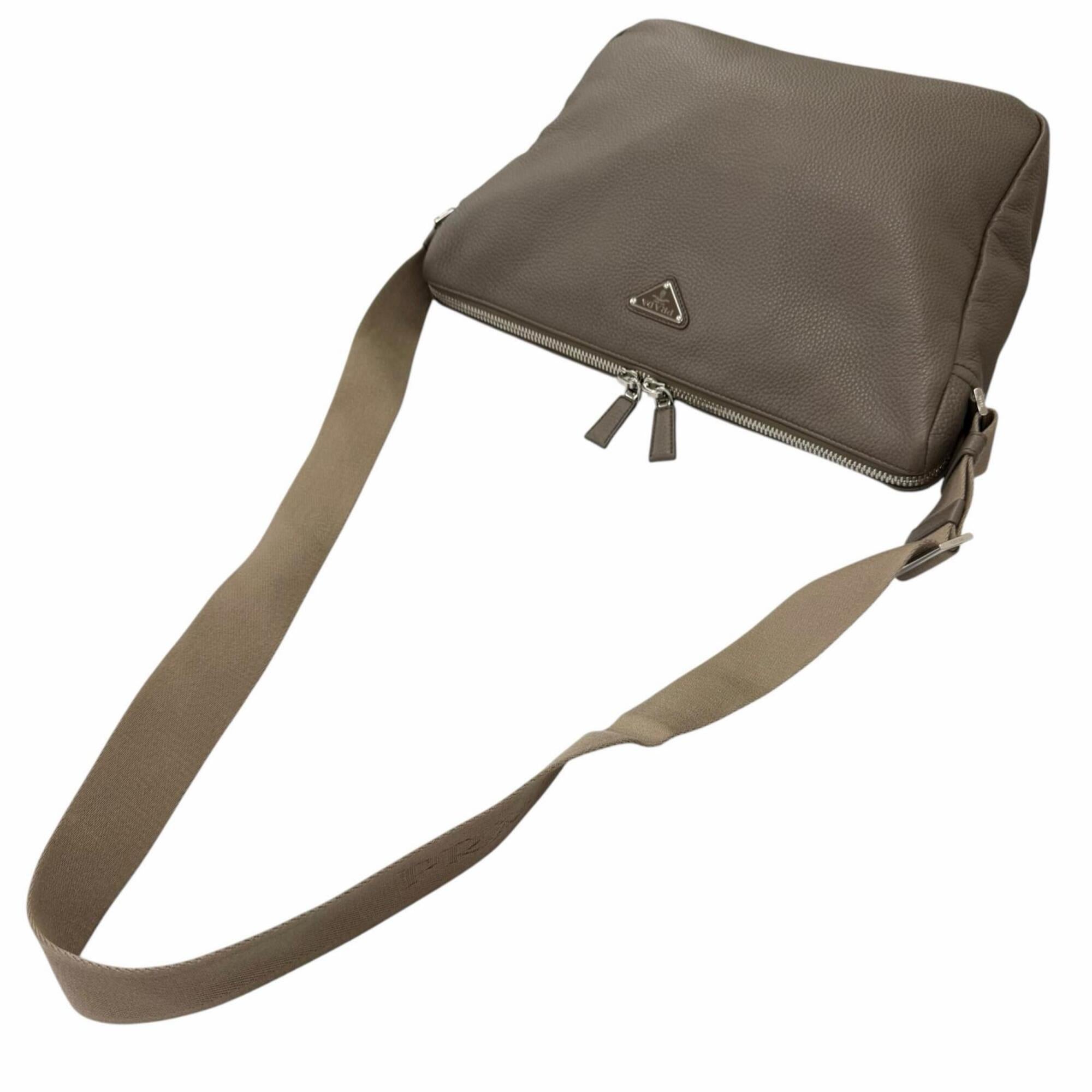 Prada Grayish Leather Shoulder Bag (Pre-Owned)