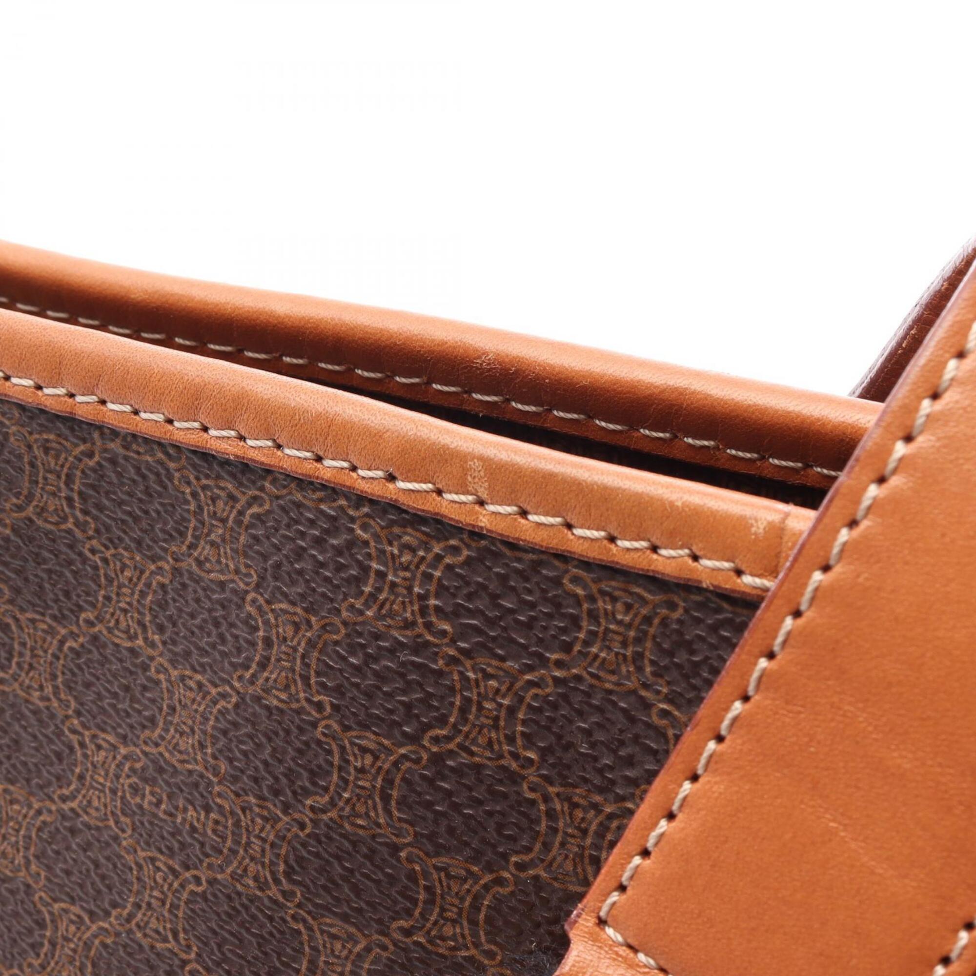 Celine Brown Coated Canvas Leather Handbag Tote Bag (Pre-Owned)