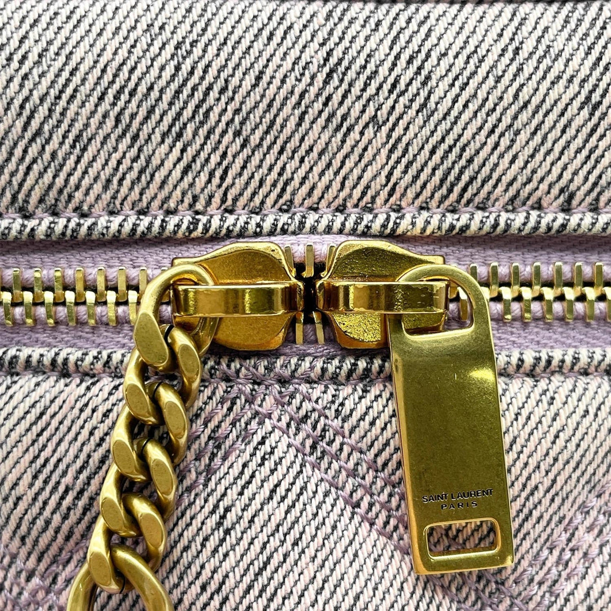 Yves Saint Laurent Purple Denim Shoulder Bag Vanity Bag (Pre-Owned)
