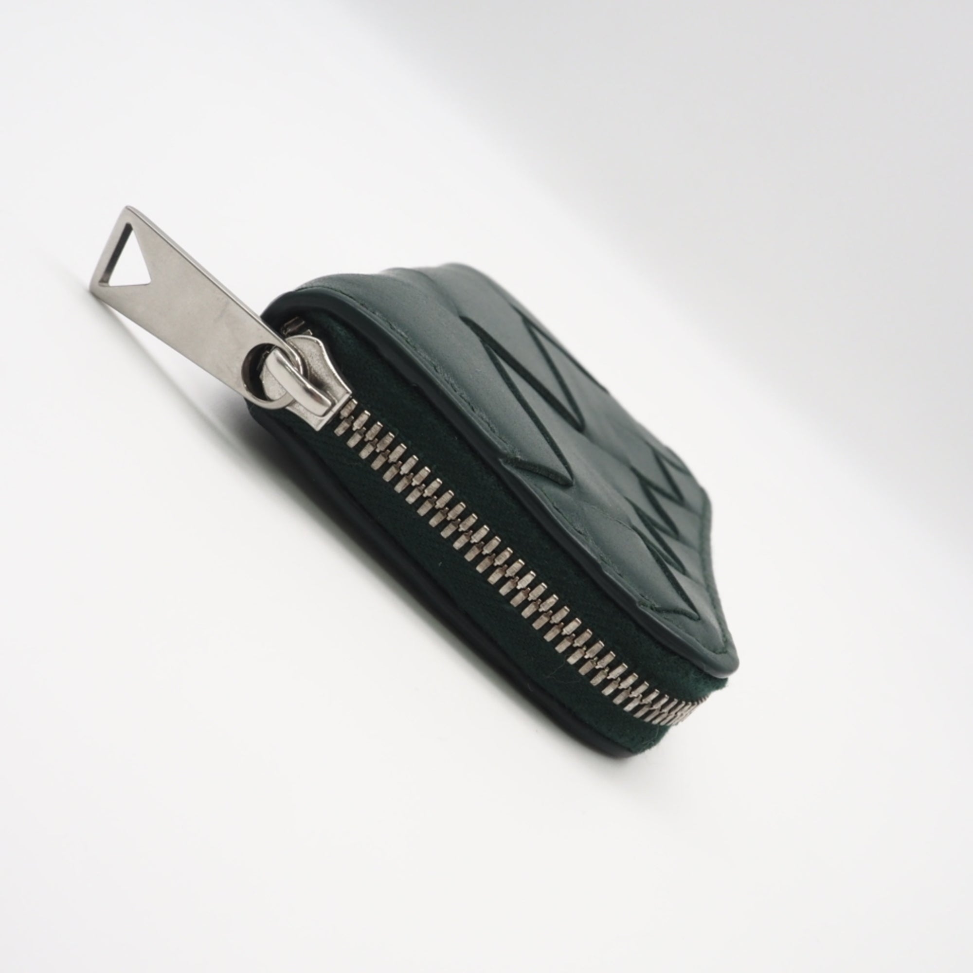 Bottega Veneta Intrecciato Green Leather Coin Purse/Coin Case (Pre-Owned)
