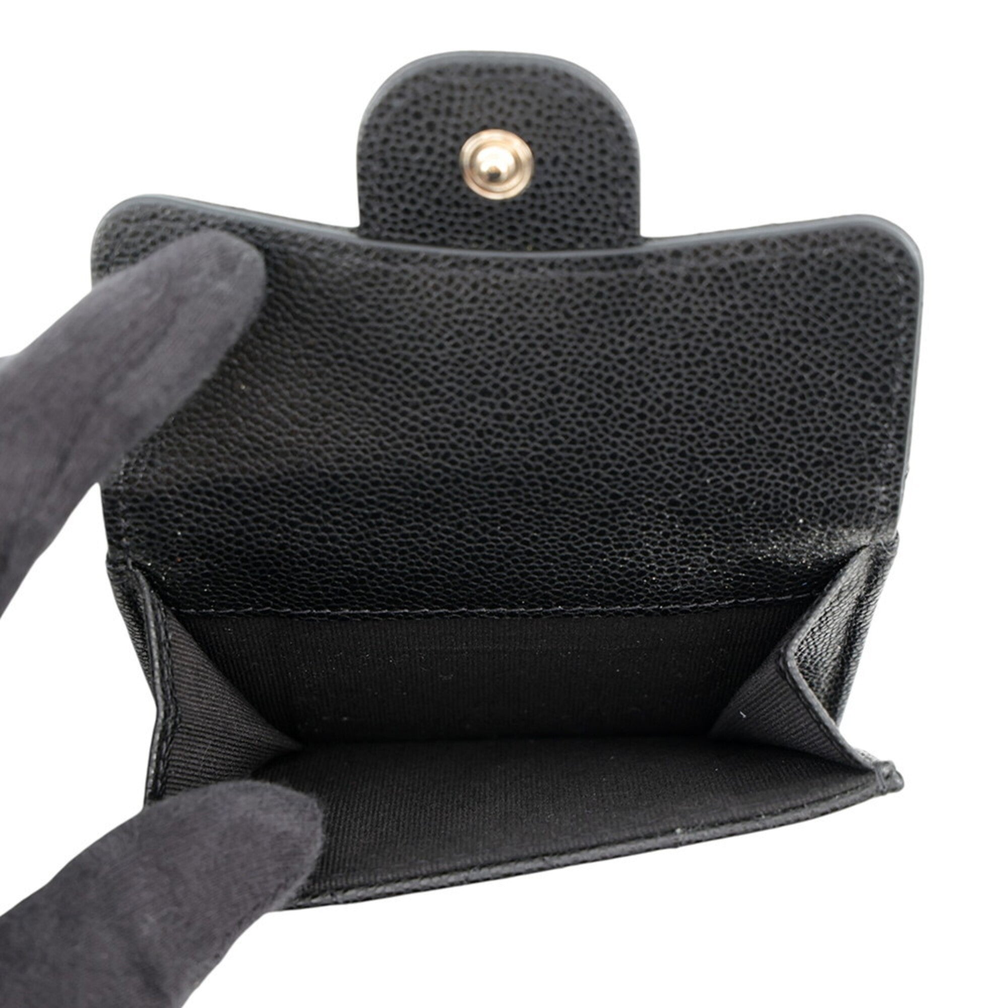 Chanel Matelasse Black Grained Calfskin Wallet (Tri-Fold) (Pre-Owned)