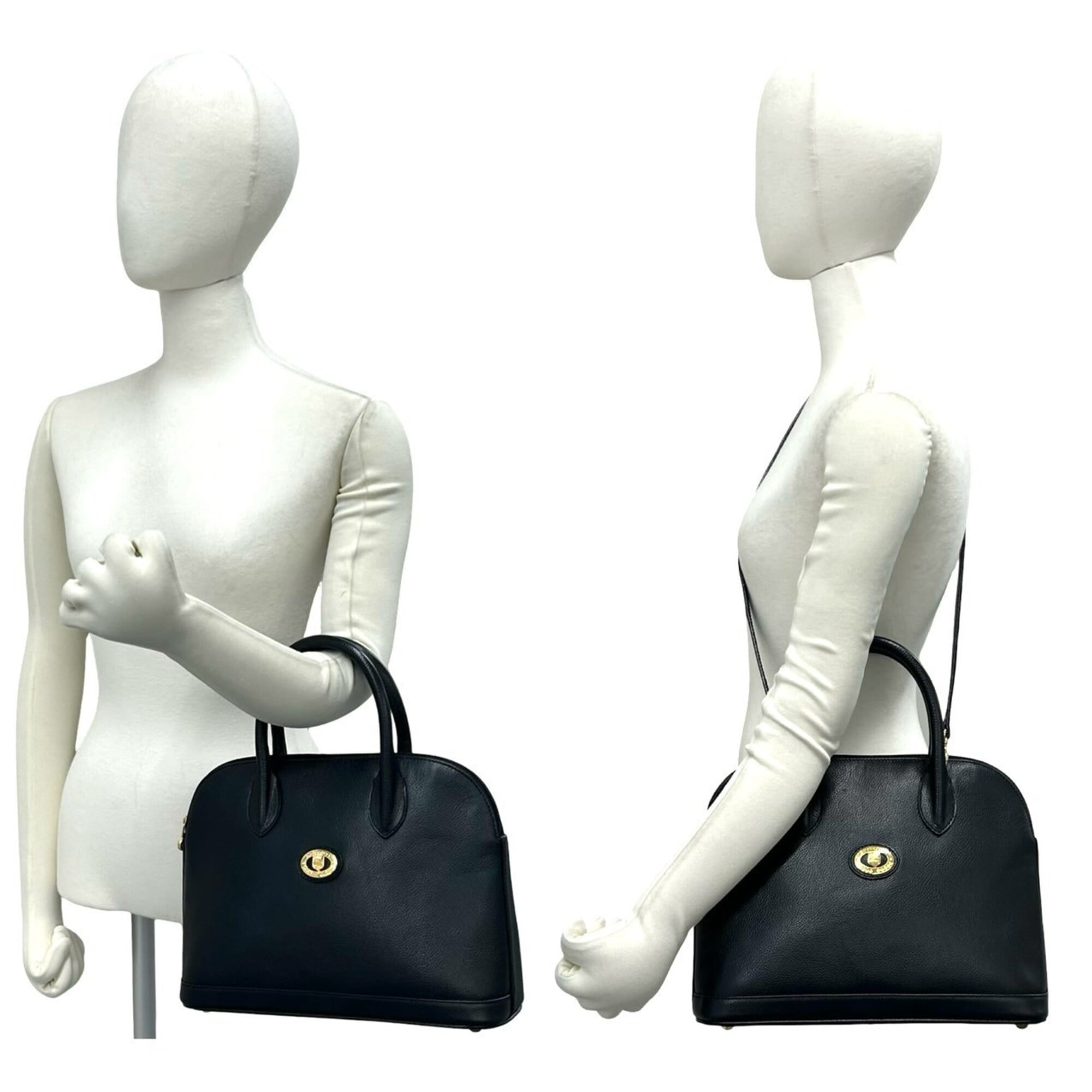 Burberry Black Leather Handbag Shoulder Bag (Pre-Owned)