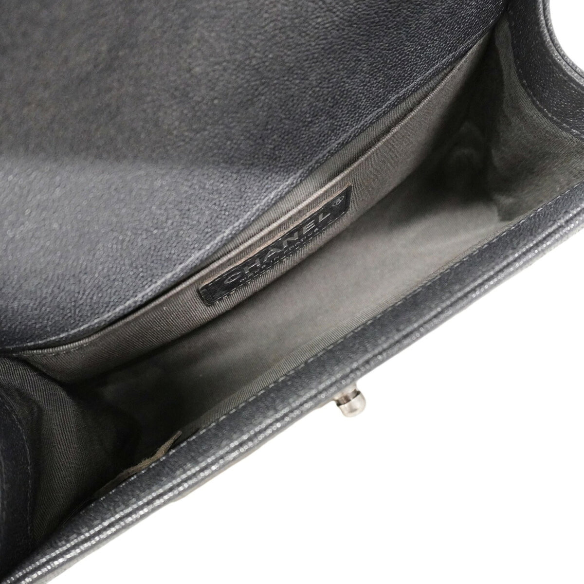 Chanel Gray Grained Calfskin Shoulder Bag (Pre-Owned)
