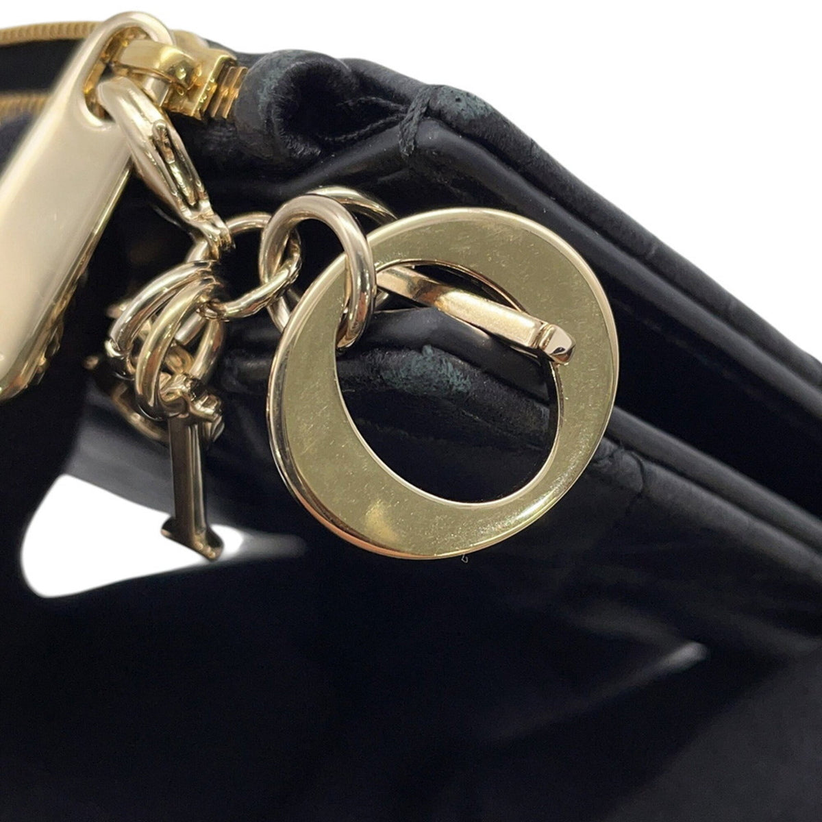 Christian Dior Lady Dior Black Leather Wallet (Bi-Fold) (Pre-Owned)