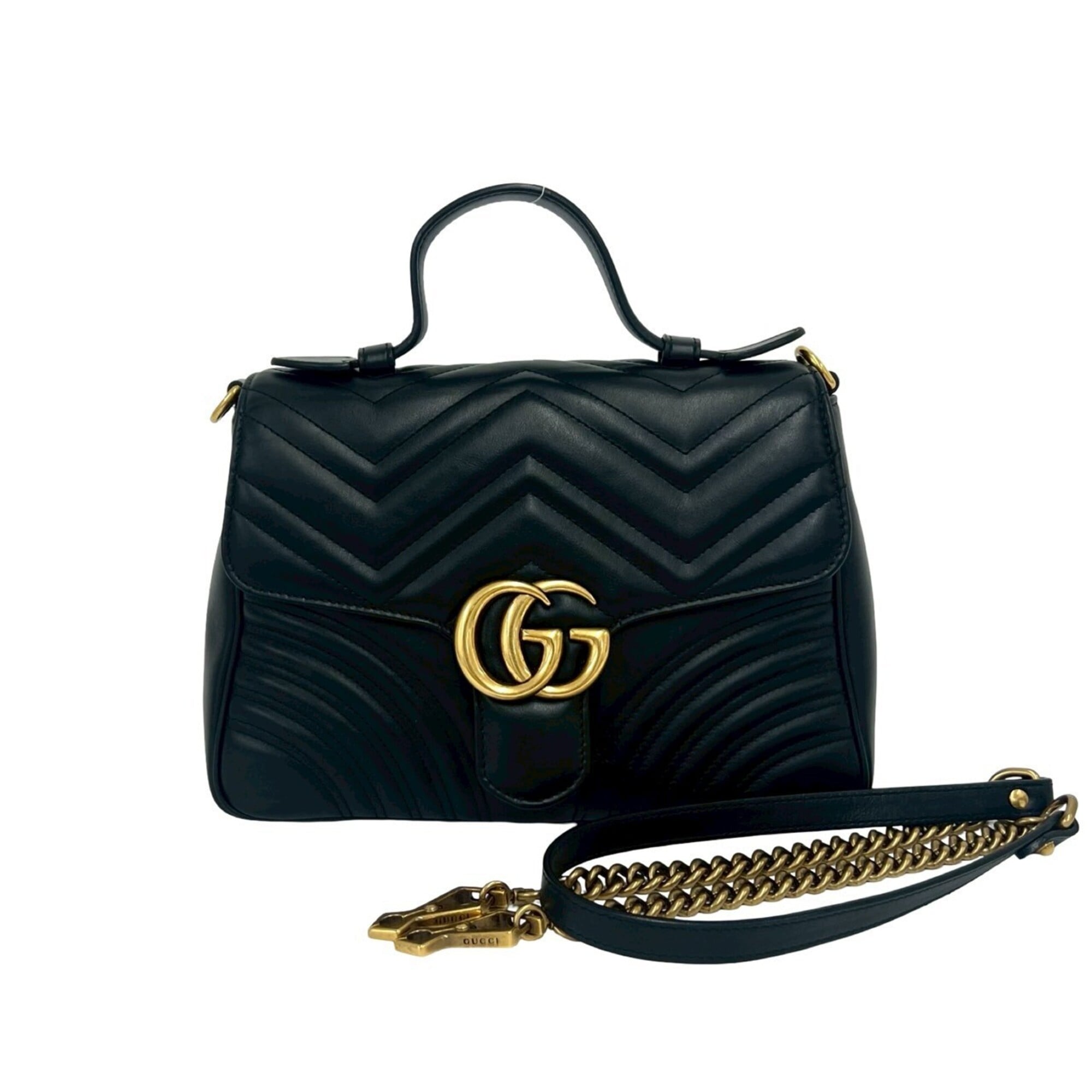 Gucci Black Leather Handbag Pochette Shoulder Bag (Pre-Owned)