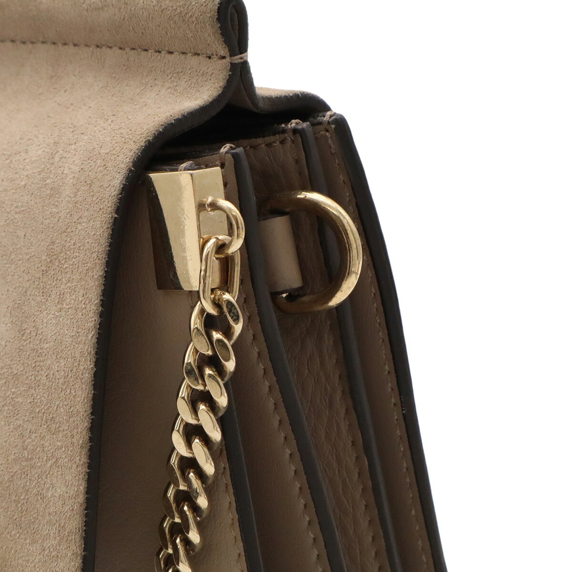 Chloé Grayish Leather Suede Pochette Shoulder Bag (Pre-Owned)