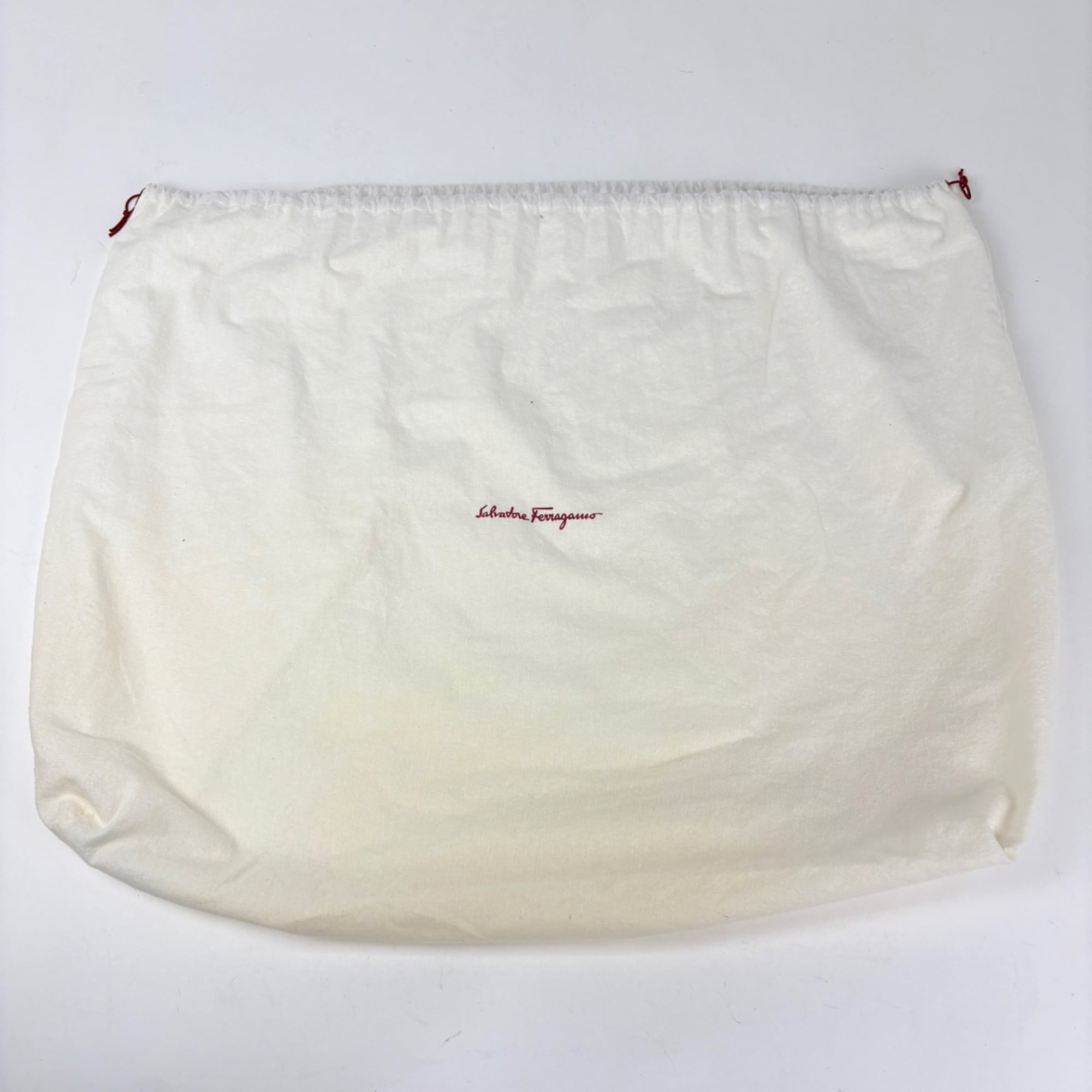 Salvatore Ferragamo Red Color White Canvas Leather Shoulder Bag (Pre-Owned)