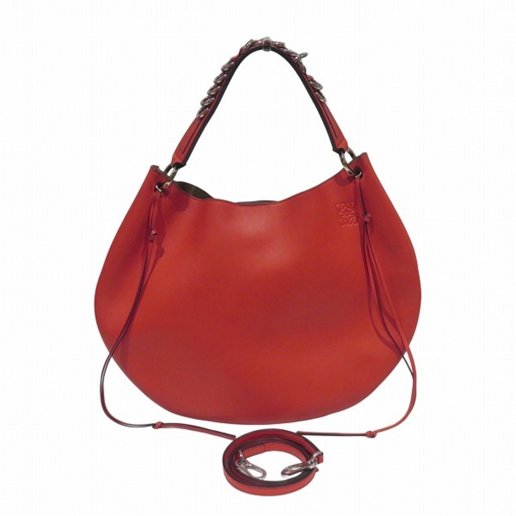 Loewe Red Color Leather Handbag Shoulder Bag (Pre-Owned)