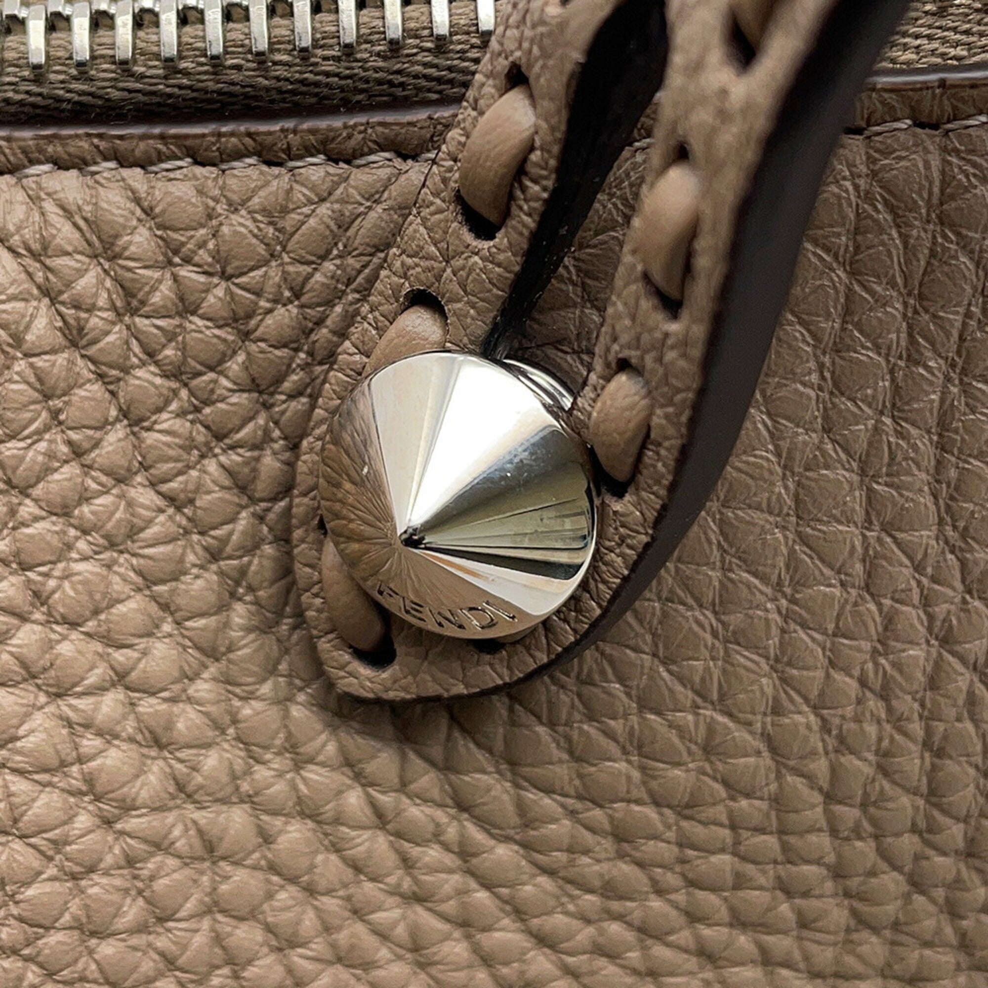 Fendi By The Way Grayish Leather Handbag (Pre-Owned)